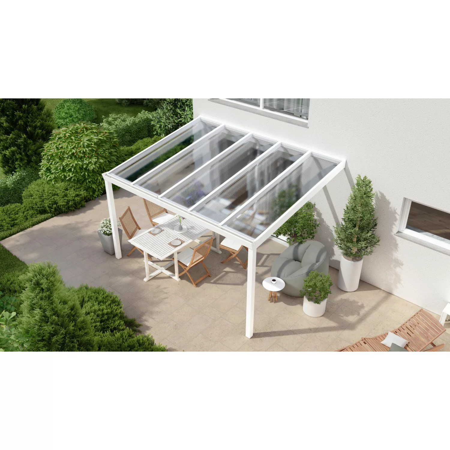 Terrassenüberdachung Professional 400 cm x 350 cm Weiß PC Klar günstig online kaufen