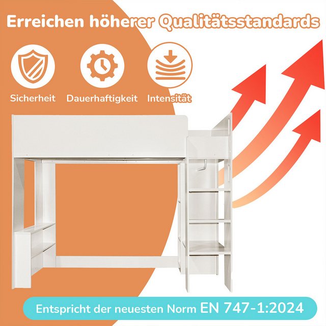 XDeer Hochbett Hausbett mit Aufbewahrungsfächern Kleiderschrank offenen Reg günstig online kaufen