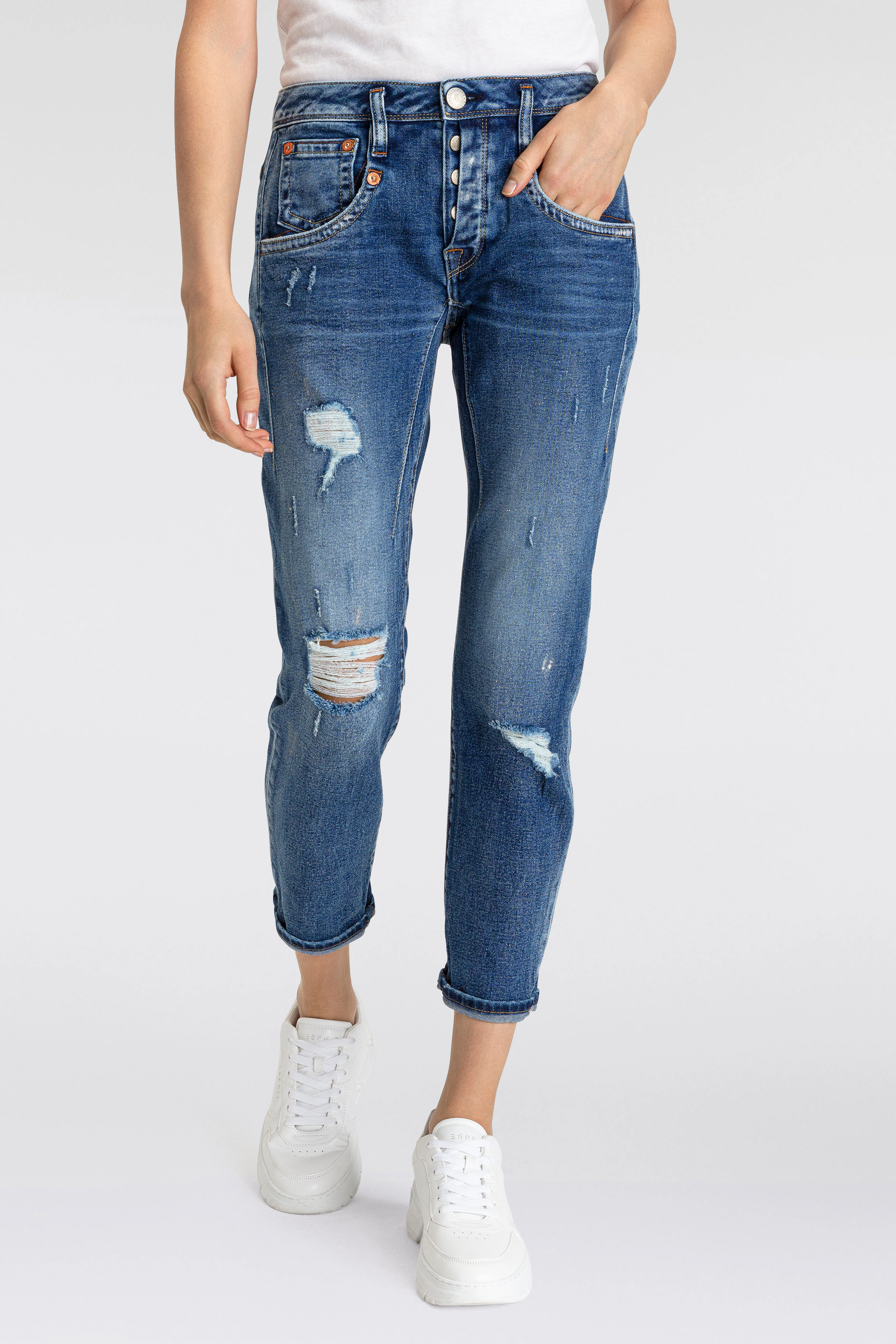 Herrlicher 7/8-Jeans "Shyra Cropped Denim Comfort", mit halb verdeckter Kno günstig online kaufen