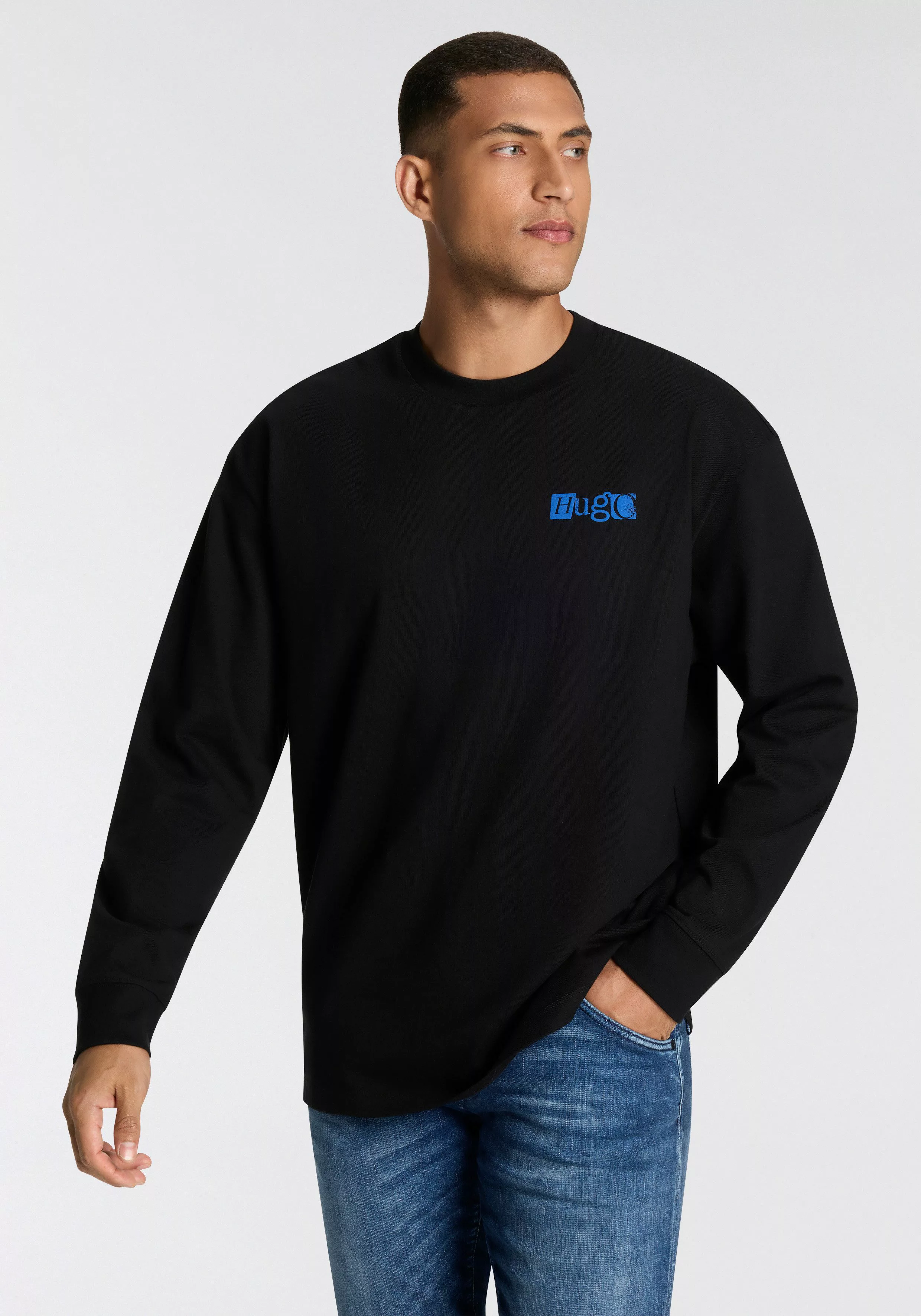 HUGO Blue Langarmshirt Nilcrew mit großem günstig online kaufen
