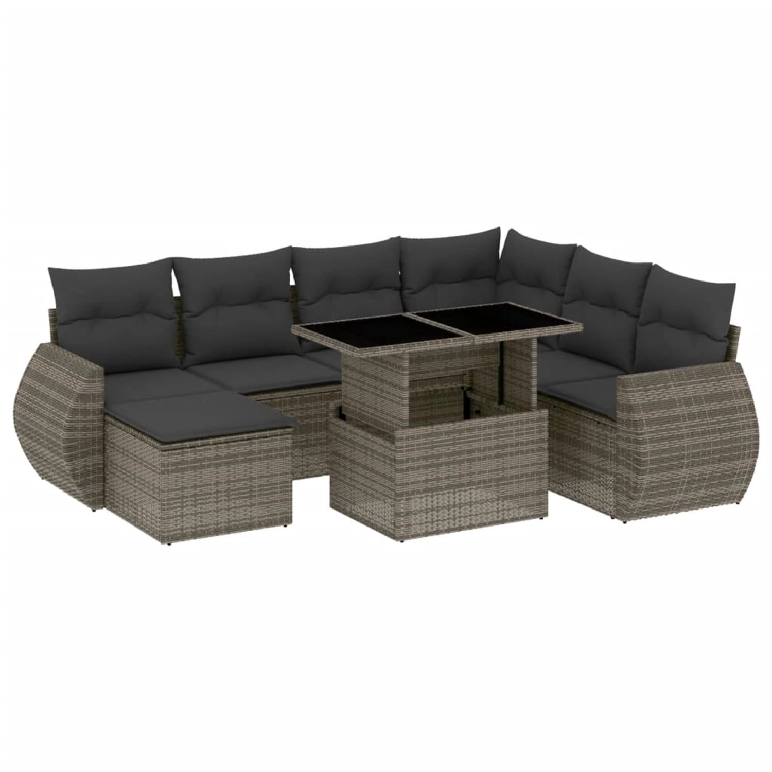 vidaXL 8-tlg Garten-Sofagarnitur mit Kissen Grau Poly Rattan Modell 144 günstig online kaufen