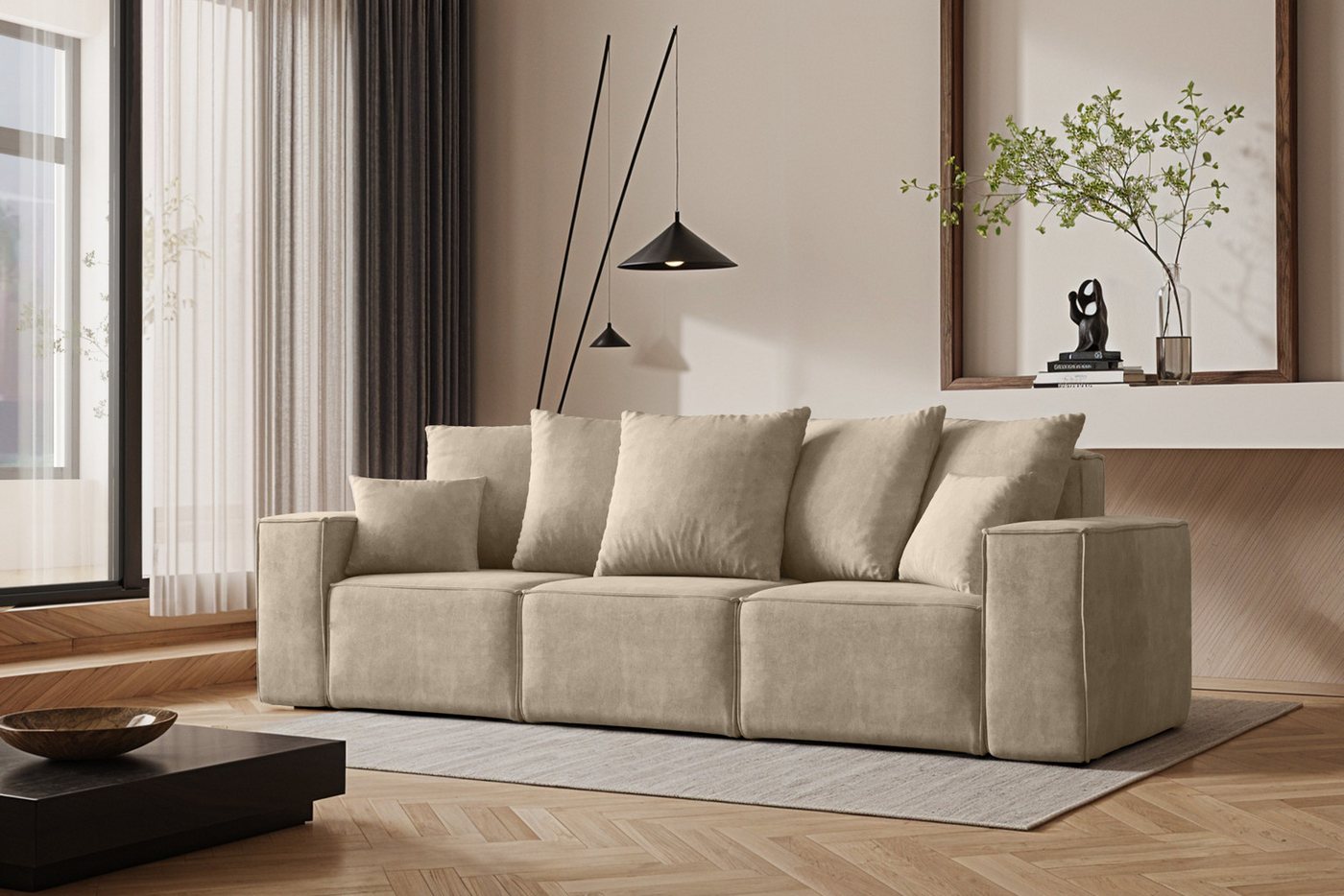 Kaiser Möbel Schlafsofa Sofa 3 Sitzer Ella Modern mit Schlaffunktion stoff günstig online kaufen