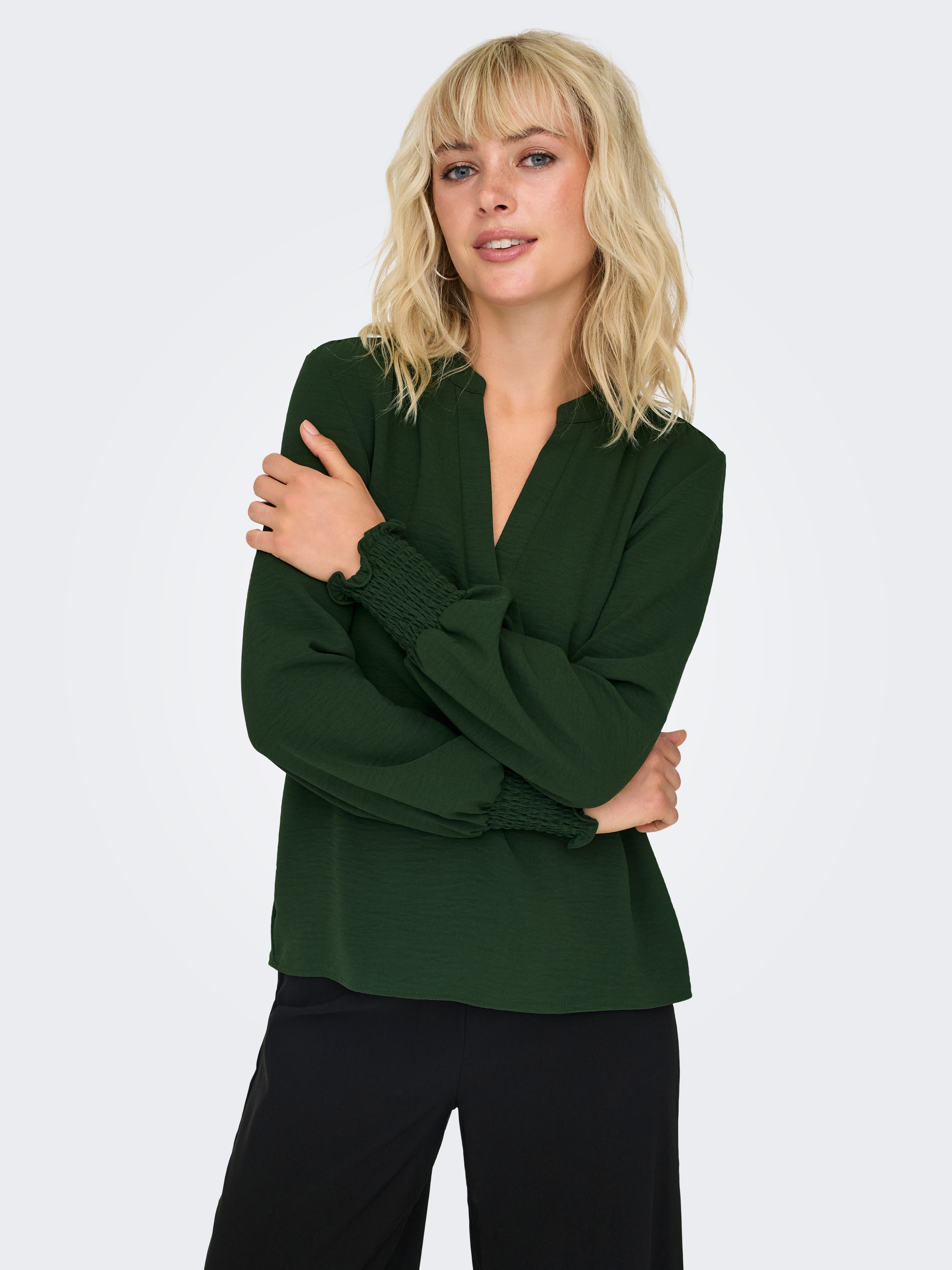 ONLY Blusenshirt ONLMETTE V-NECK LS SMOCK TOP NOOS WVN günstig online kaufen