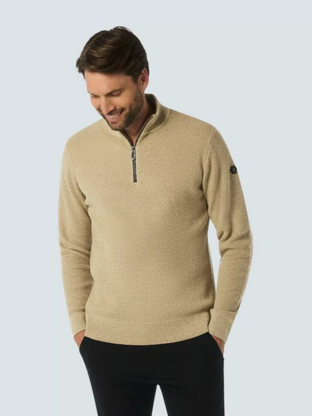 NO EXCESS Rollkragenpullover "No Excess Jacquard-Pullover mit halbem Reißve günstig online kaufen