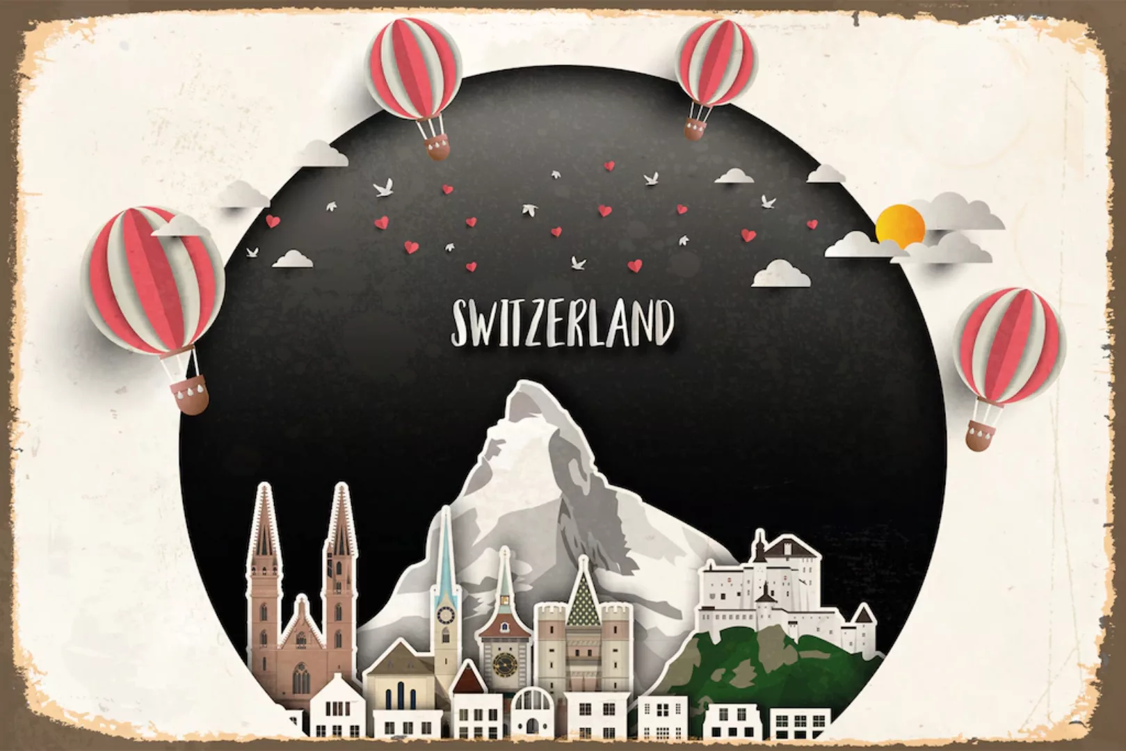 queence Metallbild "Switzerland City", Schweiz günstig online kaufen