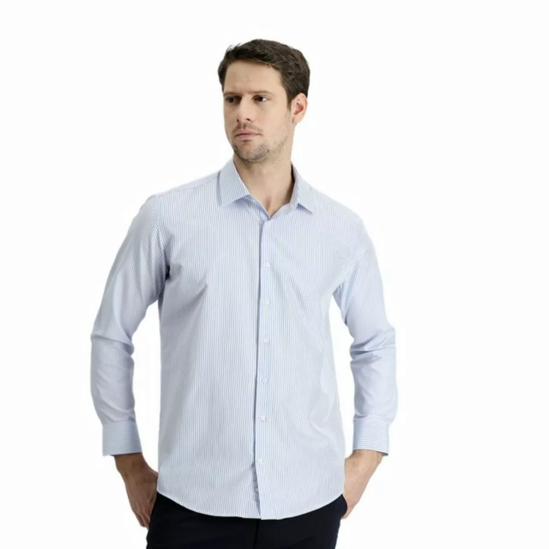 KIGILI Langarmhemd Langärmliges, gestreiftes Herrenhemd im Slim Fit, Langar günstig online kaufen