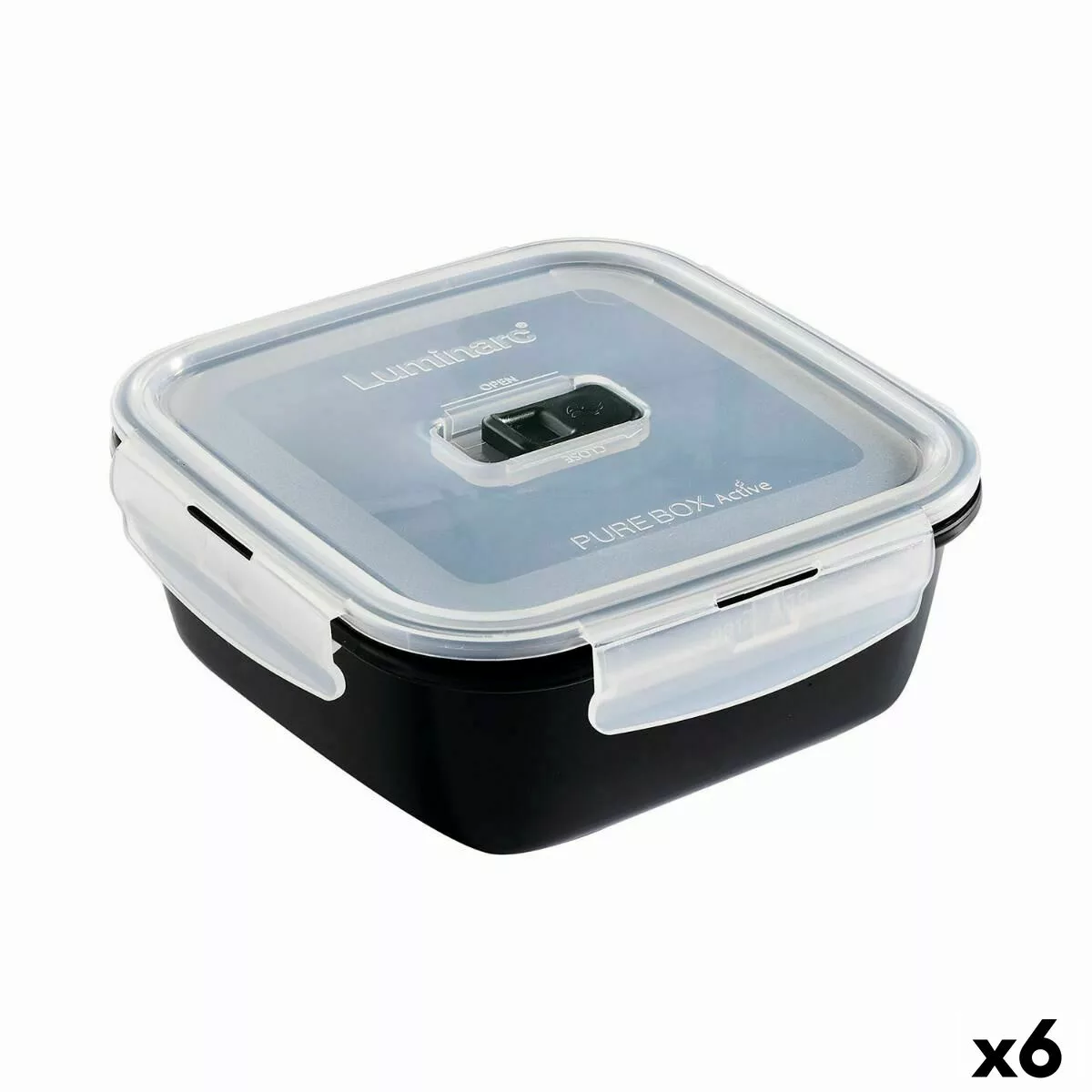 Lunchbox Hermetisch Luminarc Pure Box Schwarz 1,22 L Glas (6 Stück) günstig online kaufen