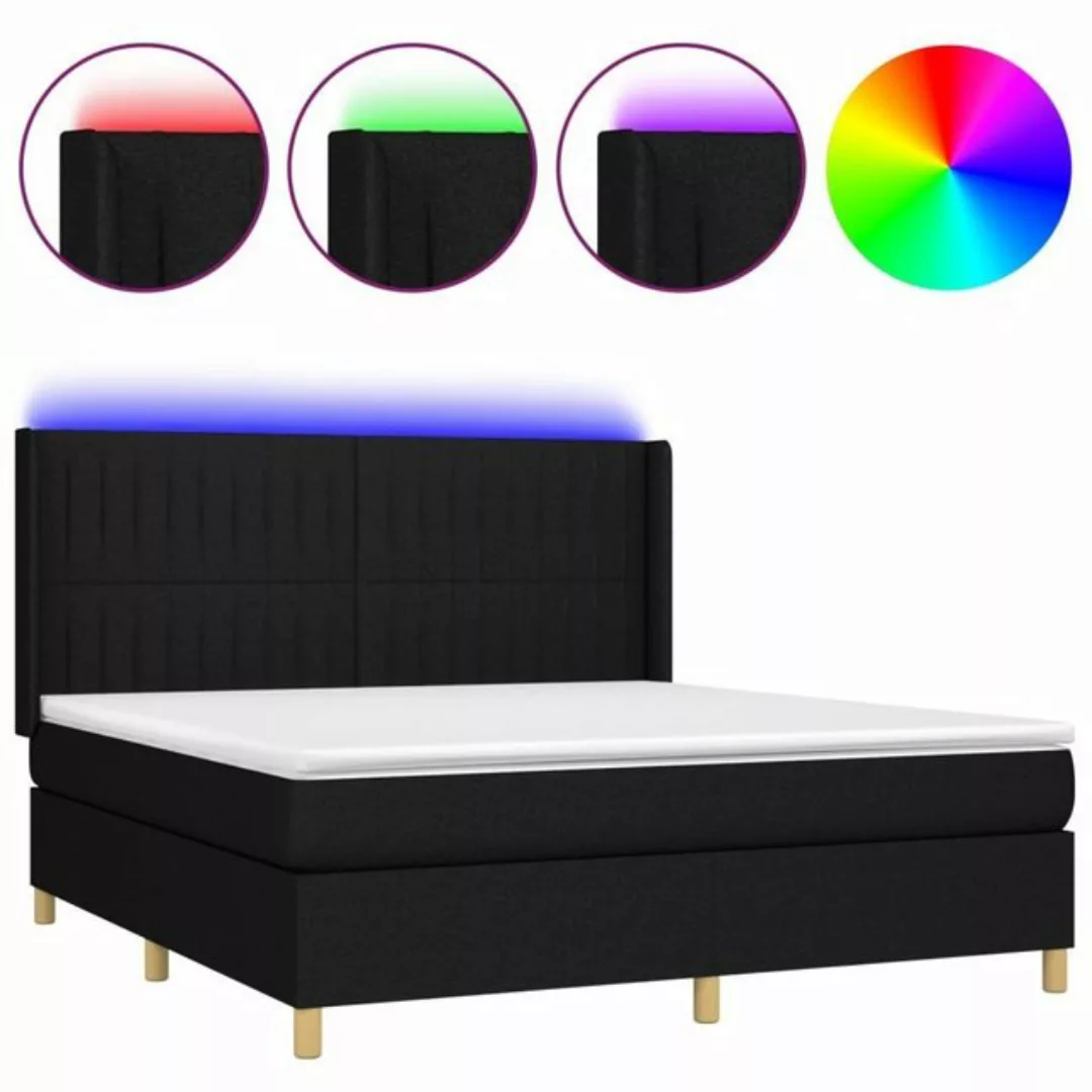 vidaXL Boxspringbett Boxspringbett mit Matratze LED Schwarz 160x200 cm Stof günstig online kaufen