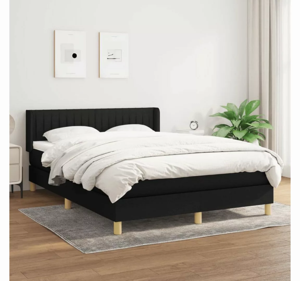 furnicato Bettgestell Boxspringbett mit Matratze Schwarz 140x190 cm Stoff günstig online kaufen