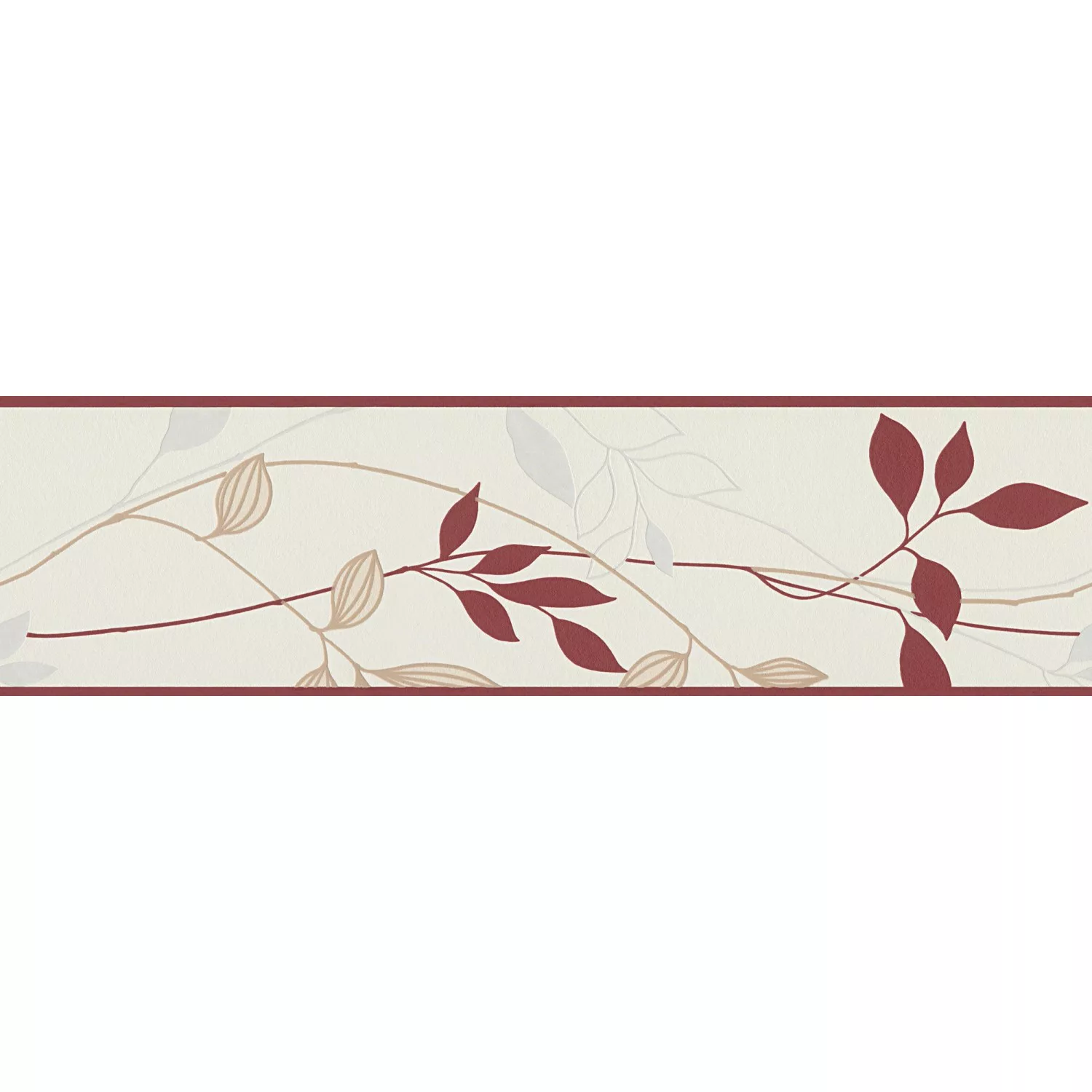 Bricoflor Blätter Bordüre mit Ranken Muster Mediterrane Tapetenborte in Rot günstig online kaufen