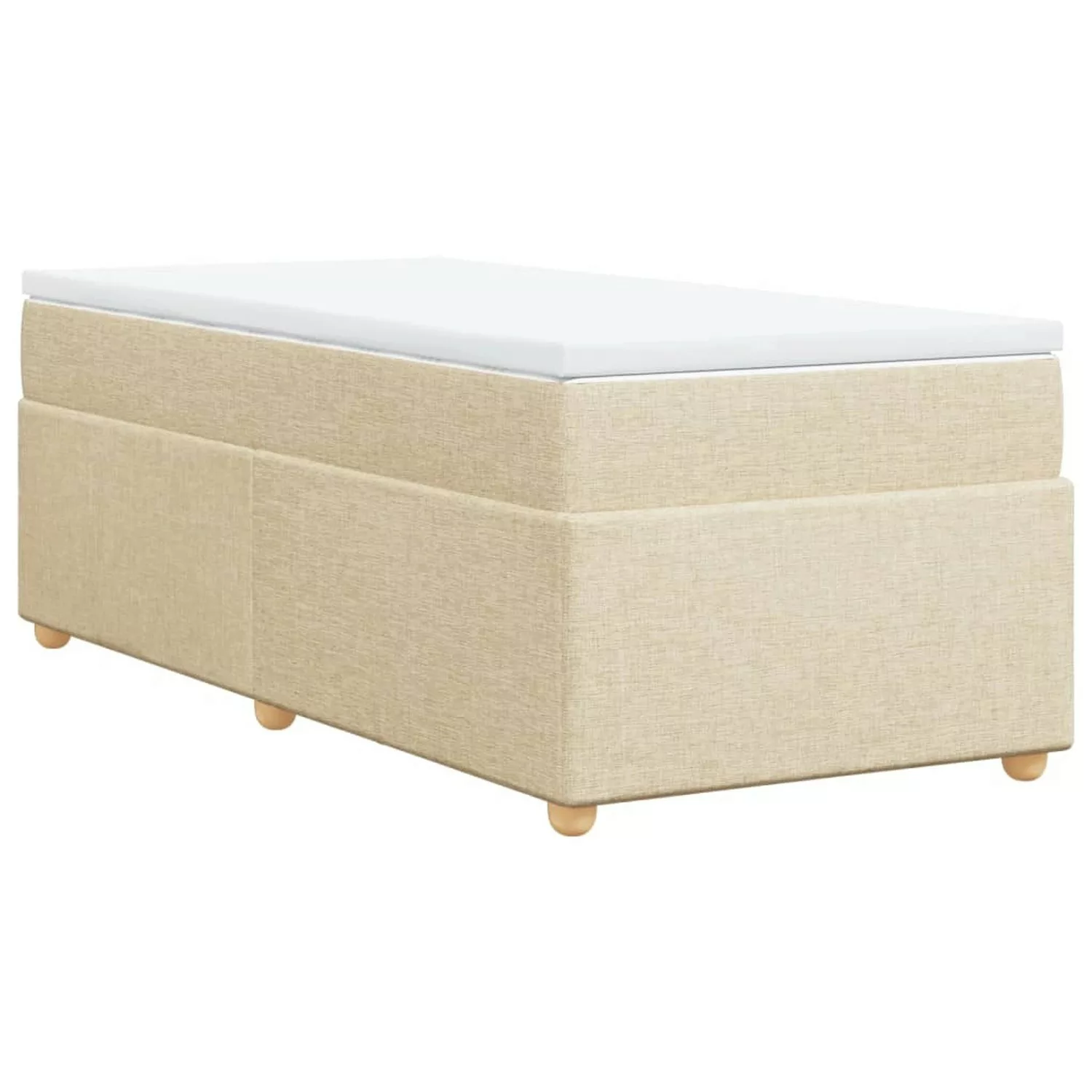 vidaXL Boxspringbett, Boxspringbett mit Matratze Creme 80x200 cm Stoff günstig online kaufen