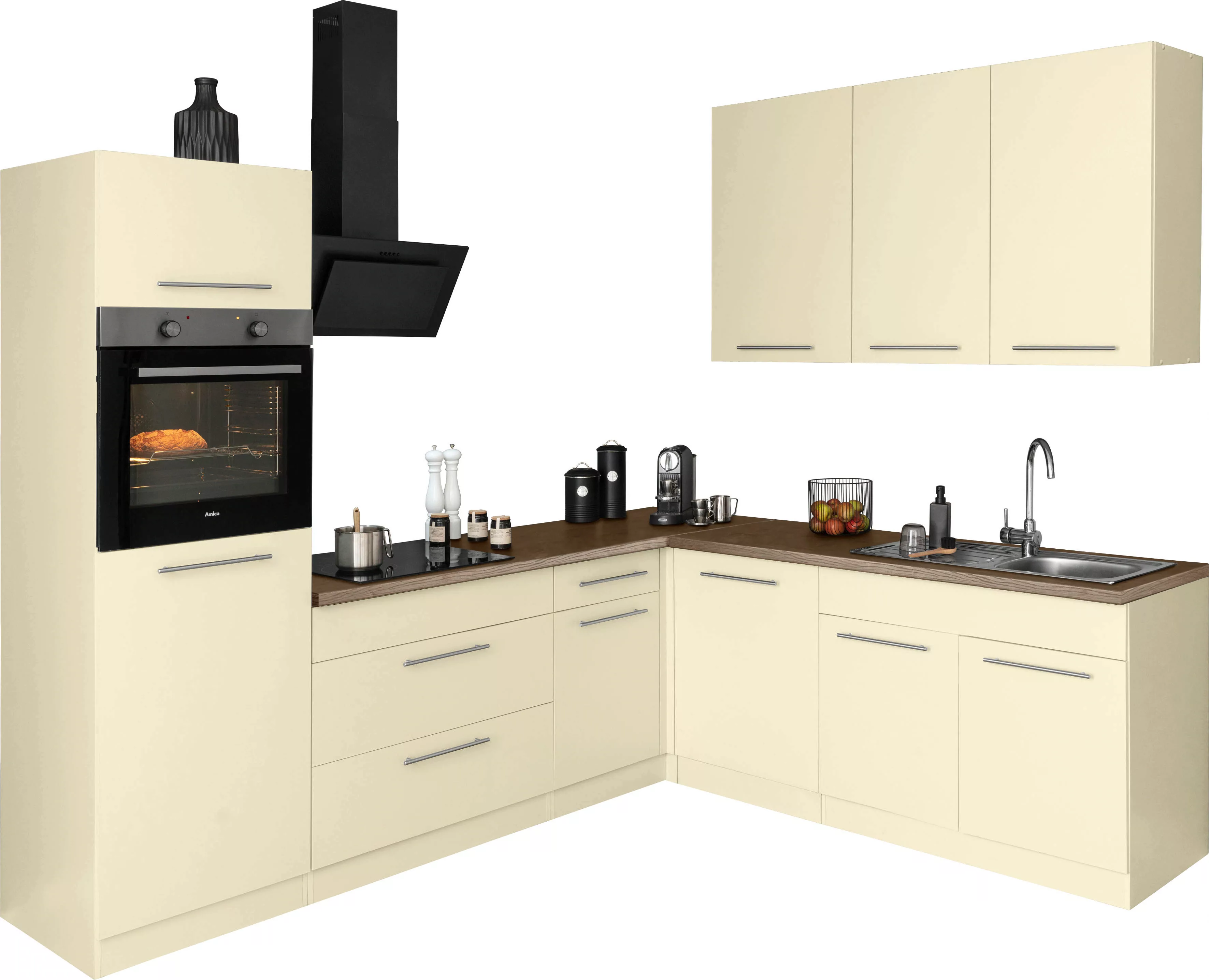 wiho Küchen Winkelküche "Unna", mit E-Geräten, Stellbreite 260 x 220 cm günstig online kaufen