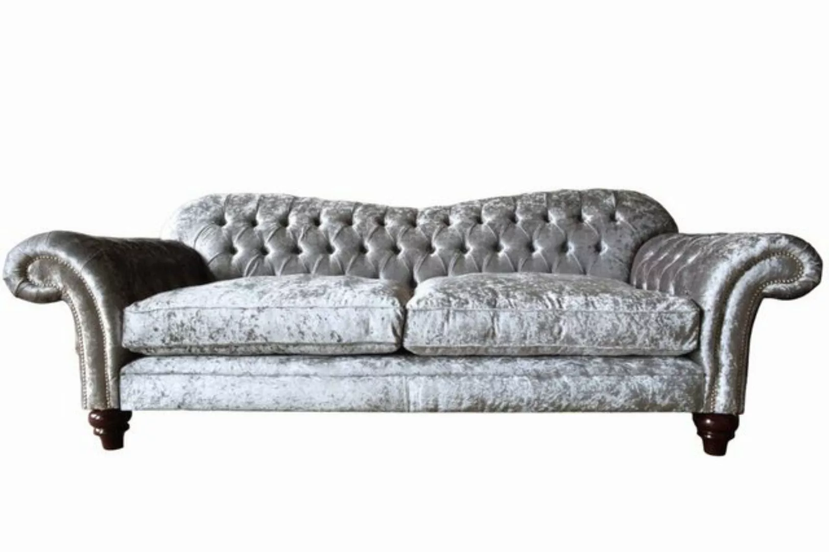 JVmoebel Sofa Chesterfield Samt Sofa 3 Sitzer Design Couch Grau Textil, Mad günstig online kaufen