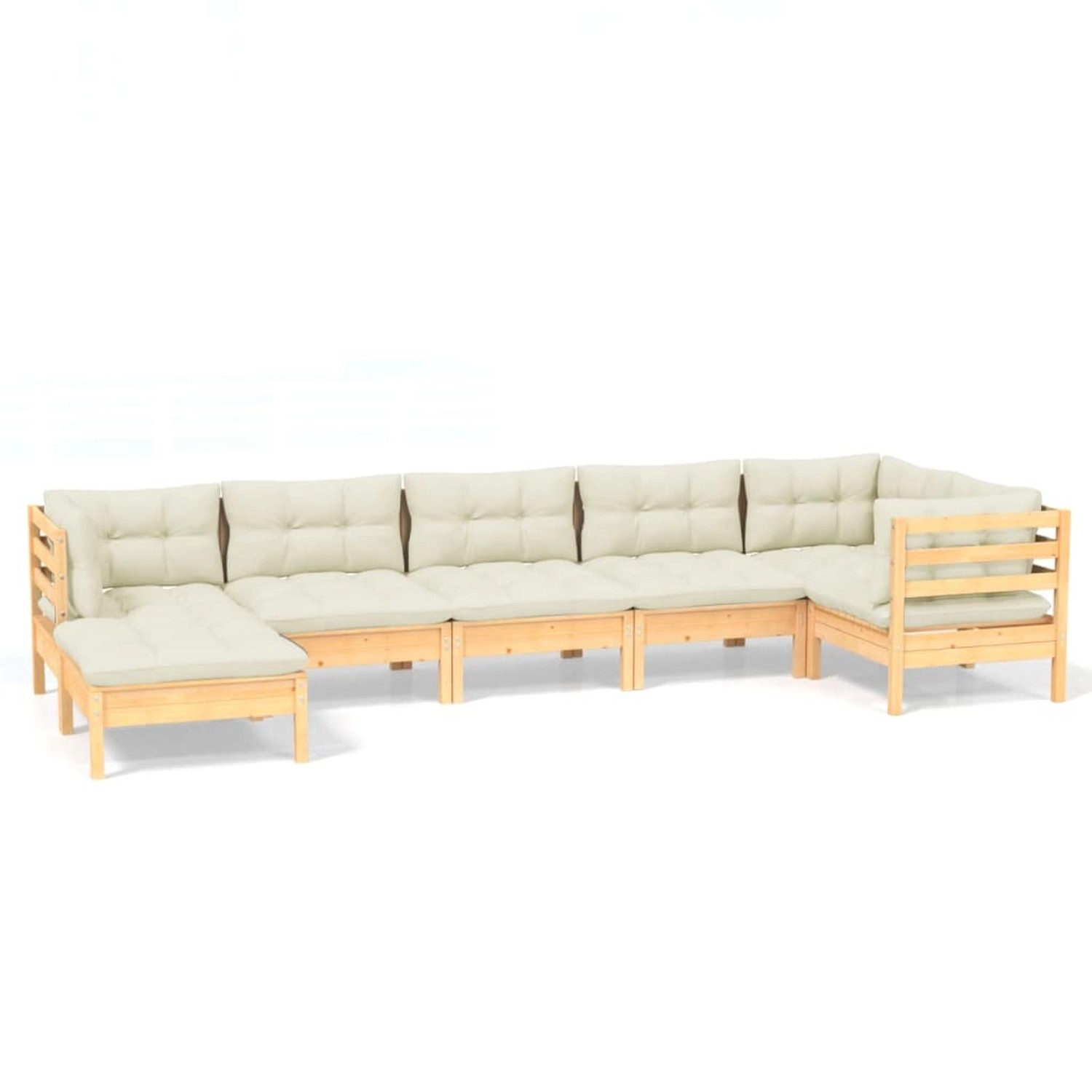 vidaXL 7-tlg Garten-Lounge-Set mit Creme Kissen Massivholz Kiefer Modell 9 günstig online kaufen