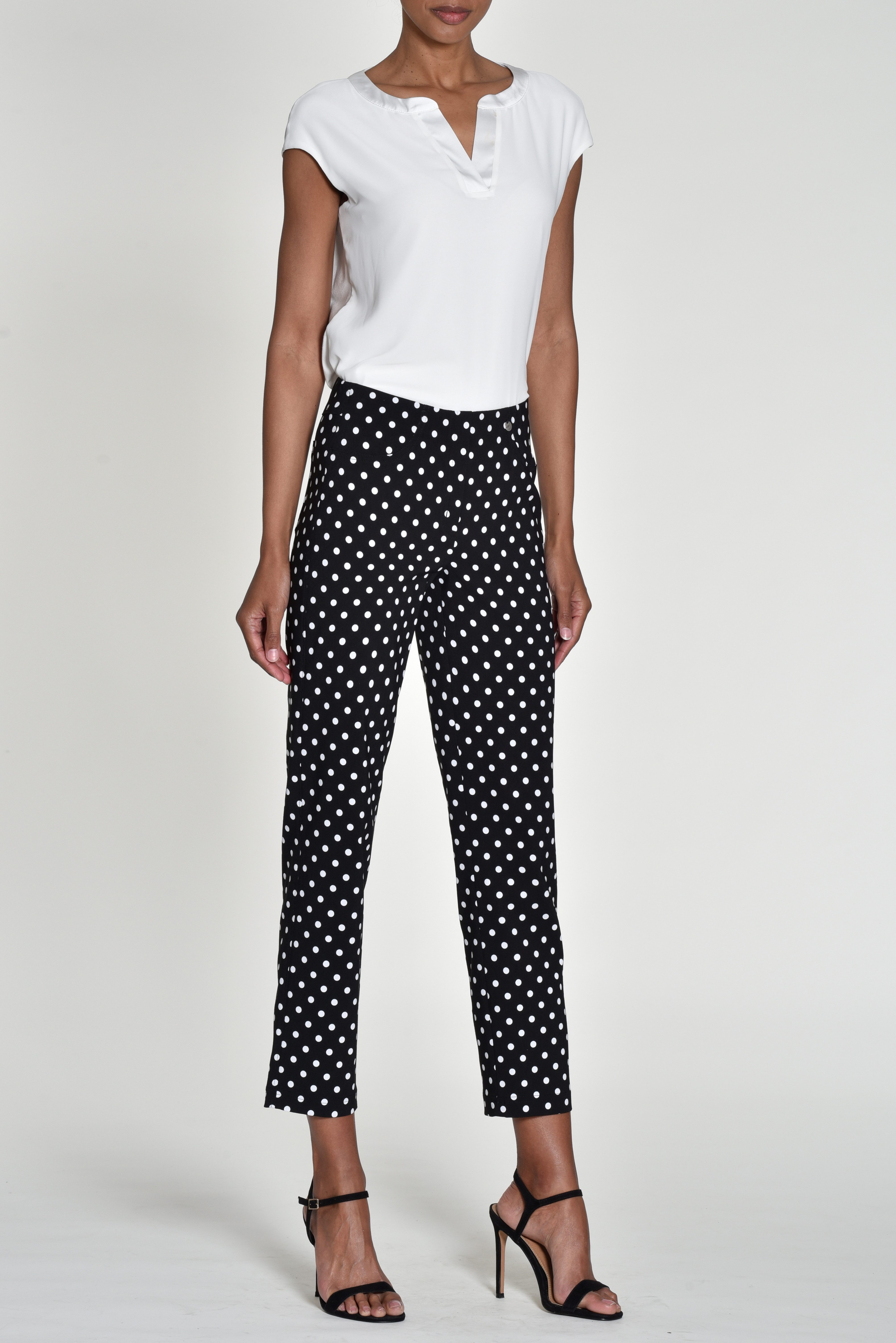 ROBELL Stretch-Hose BELLA09 Bengaline Punkte Print günstig online kaufen