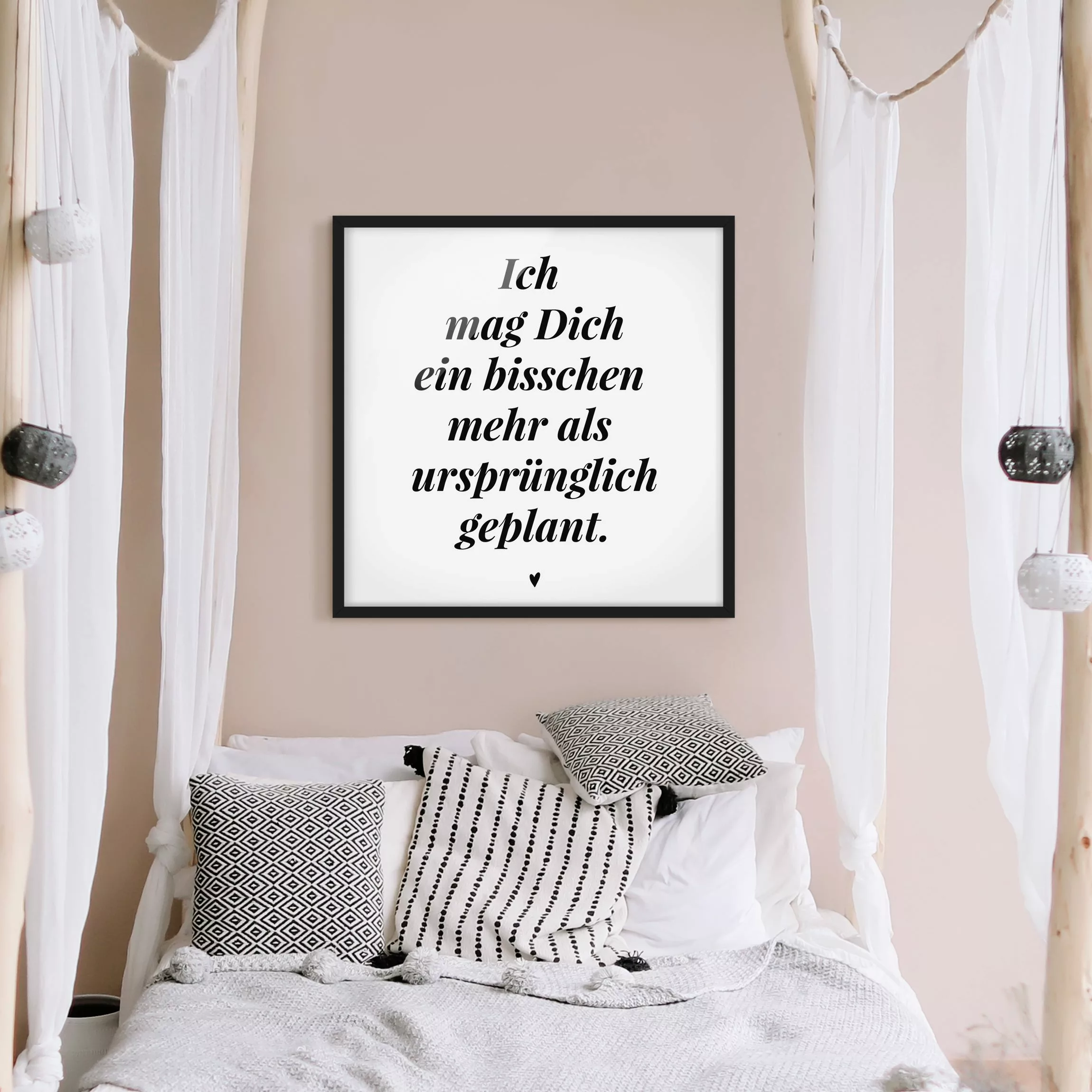 Bild mit Rahmen Spruch - Quadrat Ich mag Dich ein bisschen mehr günstig online kaufen