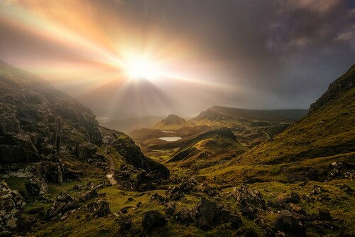 Papermoon Fototapete »Photo-Art MATT ANDERSON, TROTTERNISH RIDGE GEGENLICHT günstig online kaufen