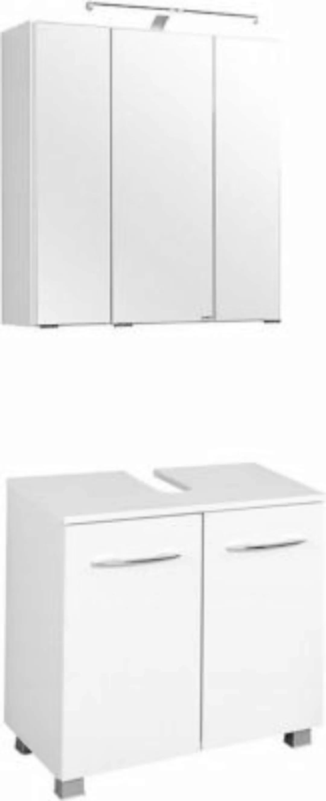 Lomadox Waschbeckenschrank & Spiegelschrank Set BERGAMO-03, weiß, B x H x T günstig online kaufen