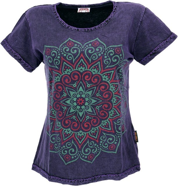 Guru-Shop T-Shirt Boho T-Shirt mit Mandaladruck, Stonewashed.. Festival, Et günstig online kaufen