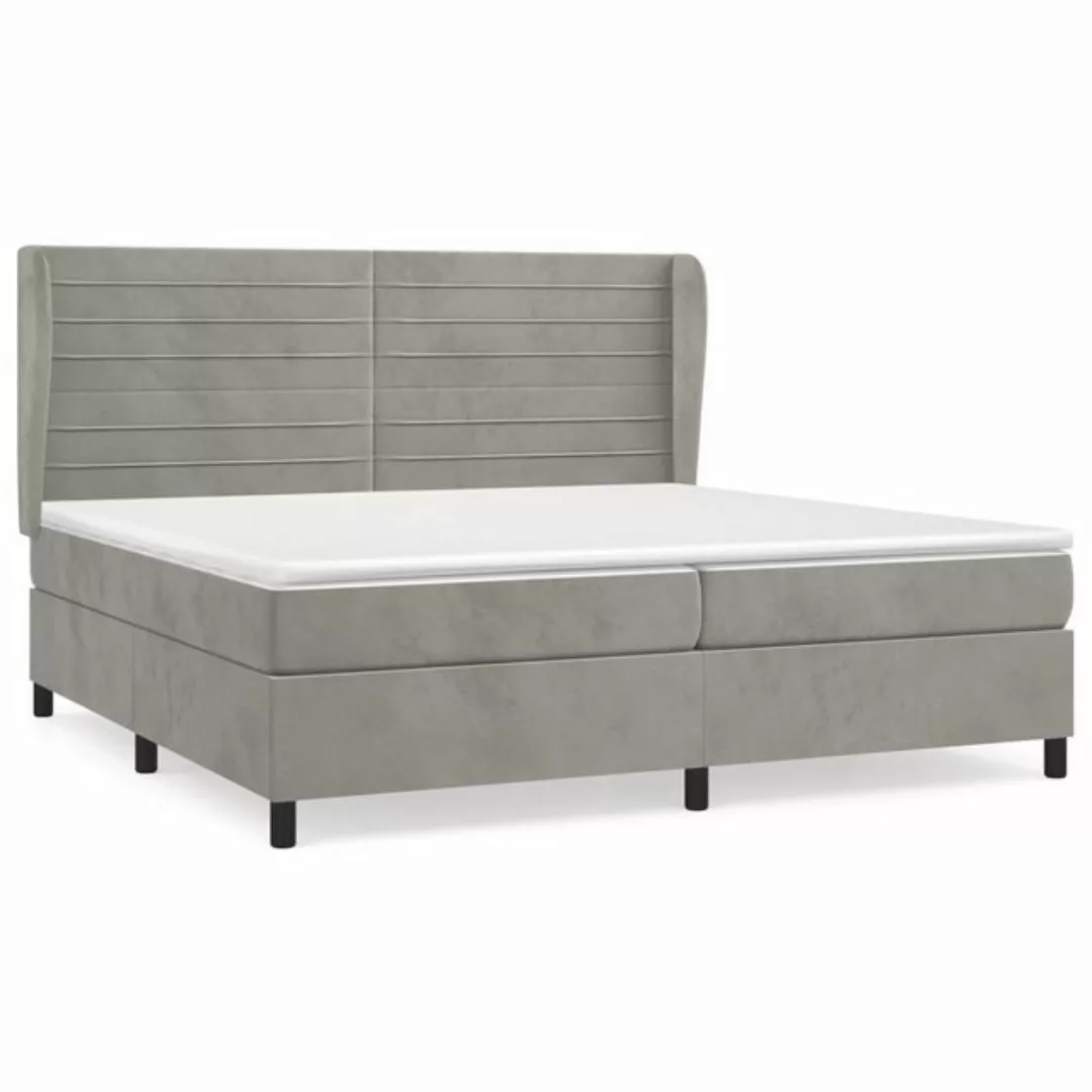 vidaXL Bettgestell Boxspringbett mit Matratze Hellgrau 200x200 cm Samt Bett günstig online kaufen