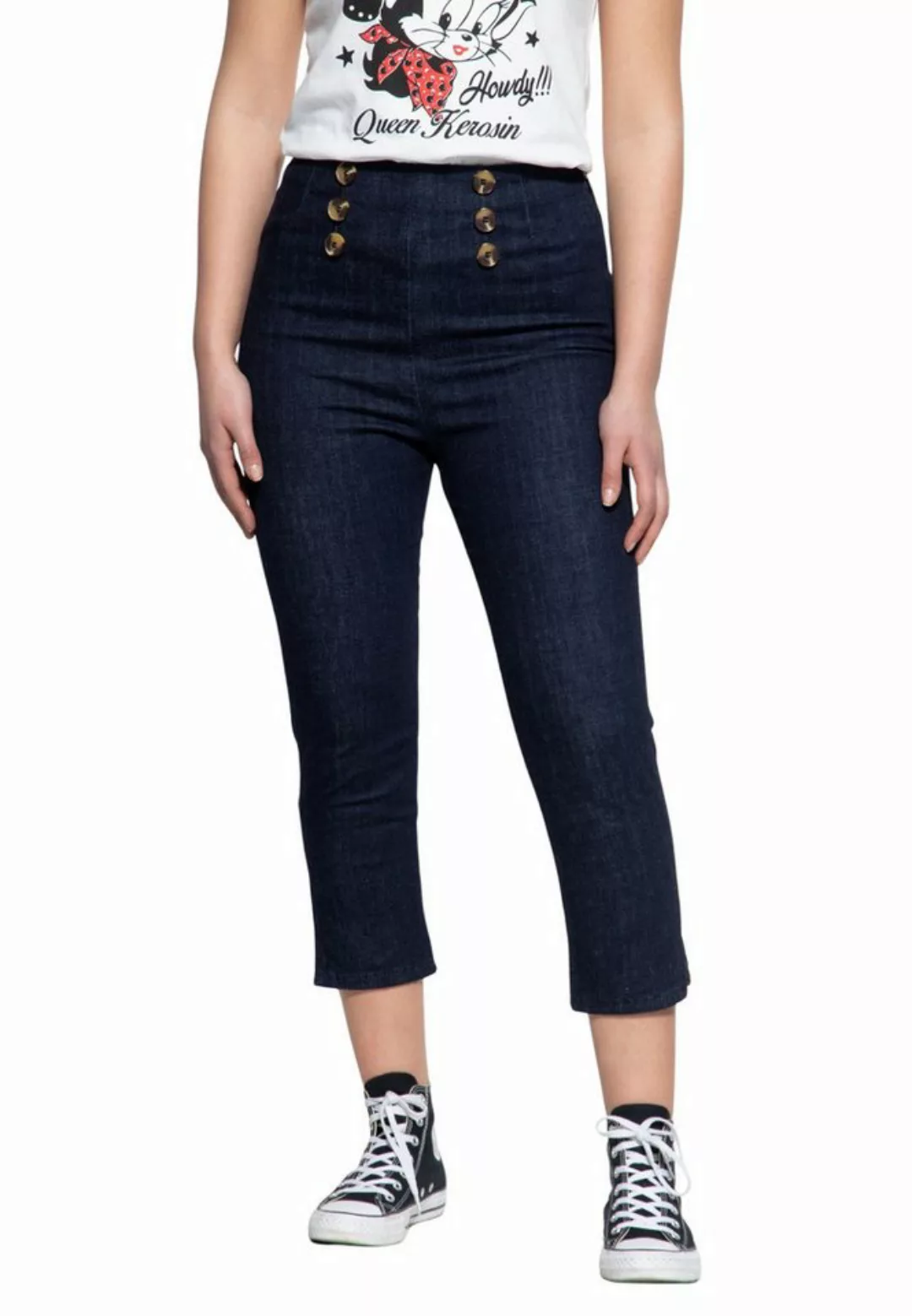 QueenKerosin 7/8-Jeans Beinabschlüsse mit Schlitz günstig online kaufen