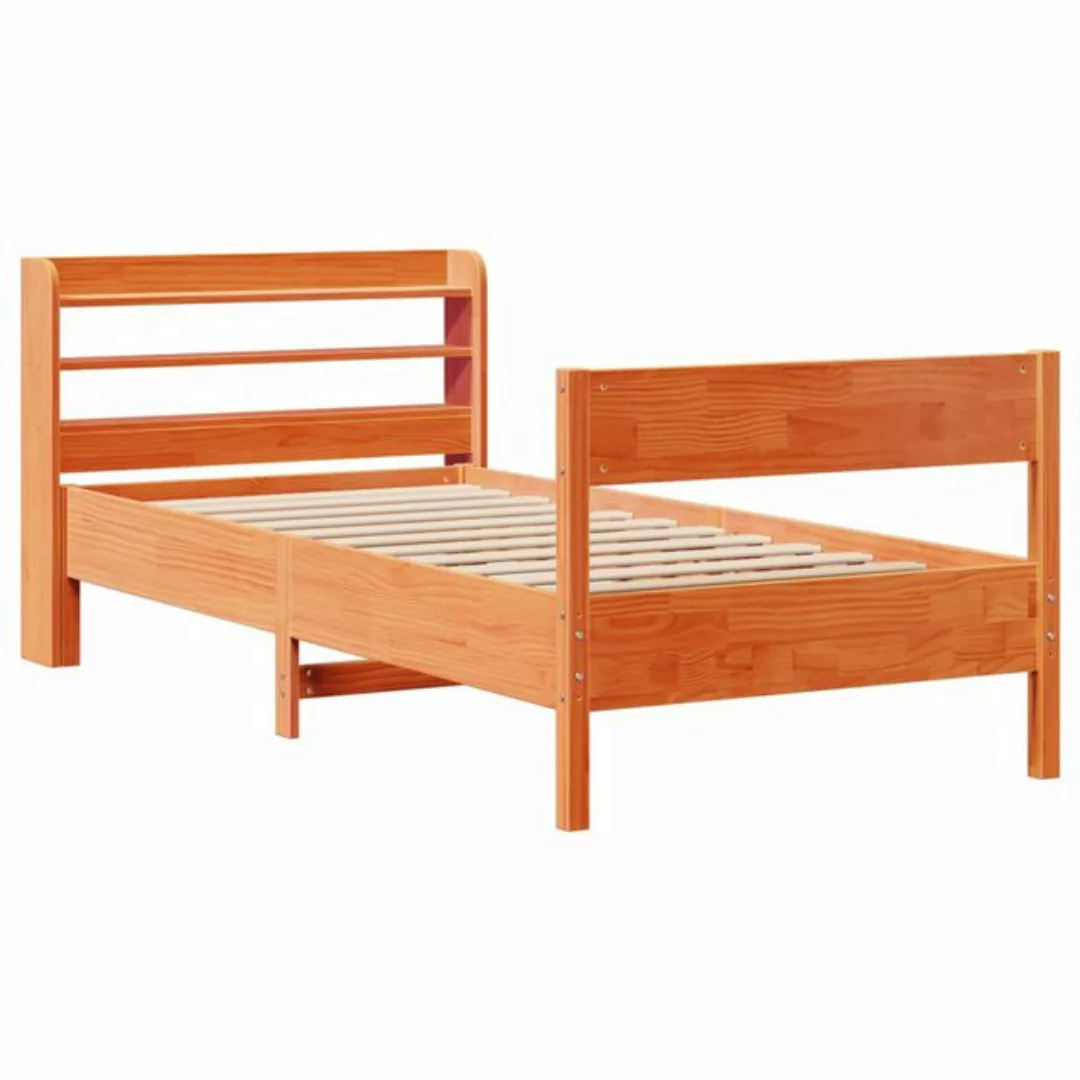 vidaXL Bett Massivholzbett ohne Matratze Wachsbraun 75x190 cm Kiefernholz günstig online kaufen