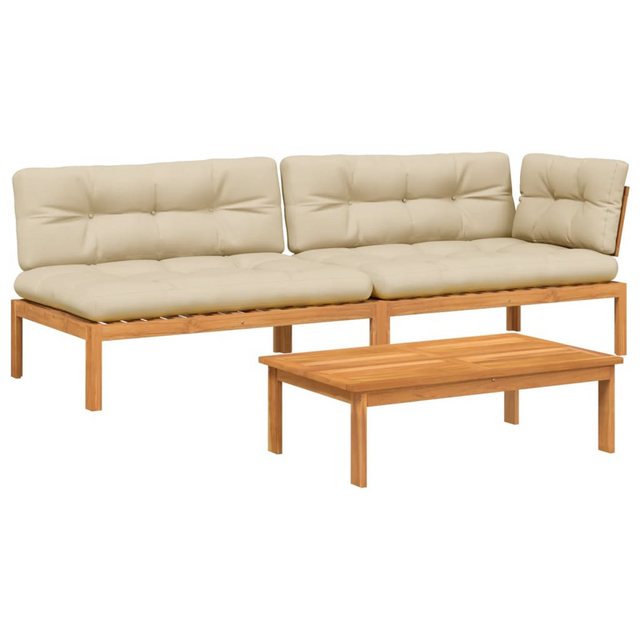 vidaXL Loungesofa 3-tlg. Garten-Sofagarnitur aus Paletten mit Kissen nholz, günstig online kaufen