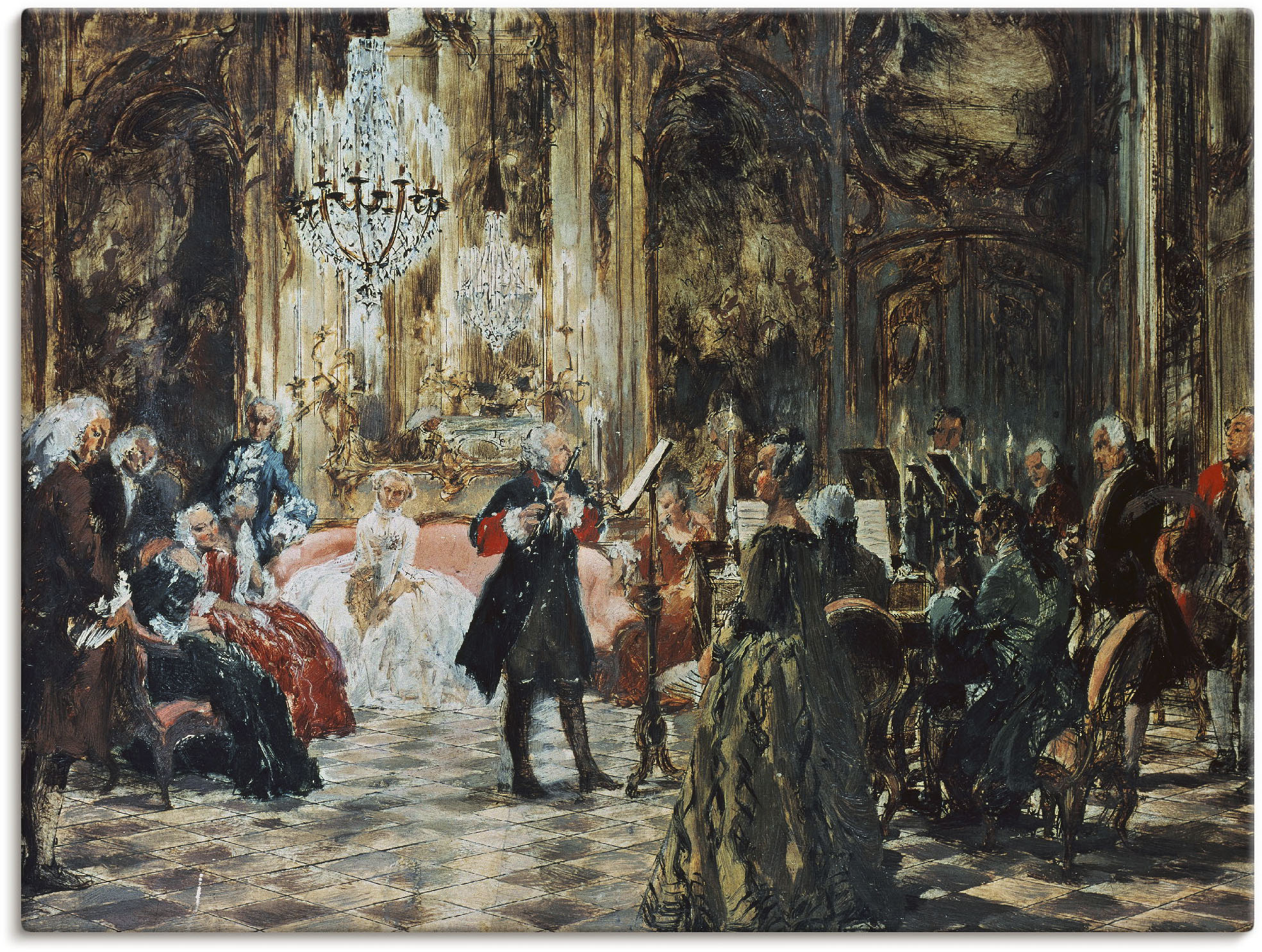 Artland Wandbild "Flötenkonzert Friedrich des Großen.", Orchester & Bands, günstig online kaufen
