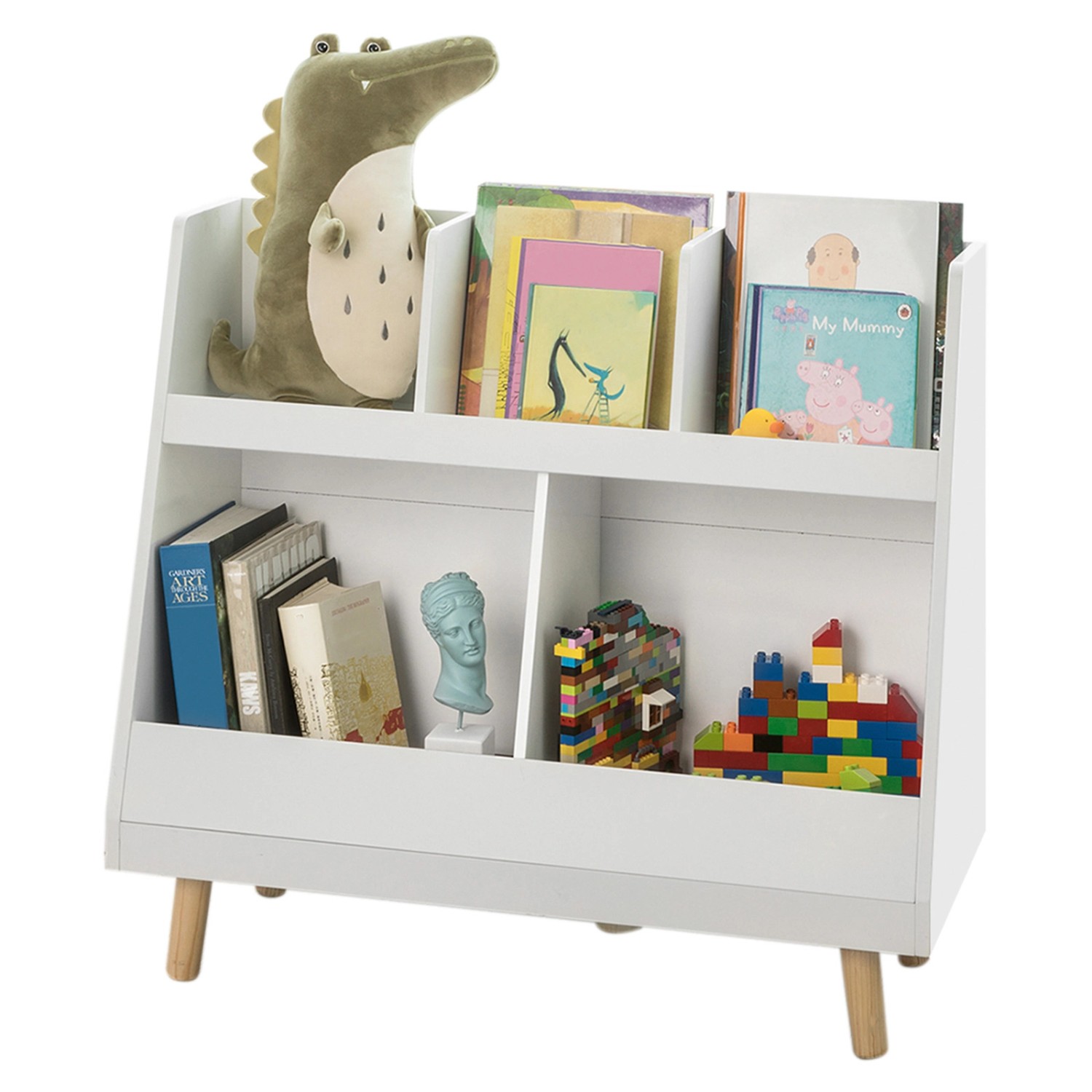 SoBuy Kinderregal mit 5 Fächern Bücherregal Aufbewahrungsregal Weiß KMB19-W günstig online kaufen