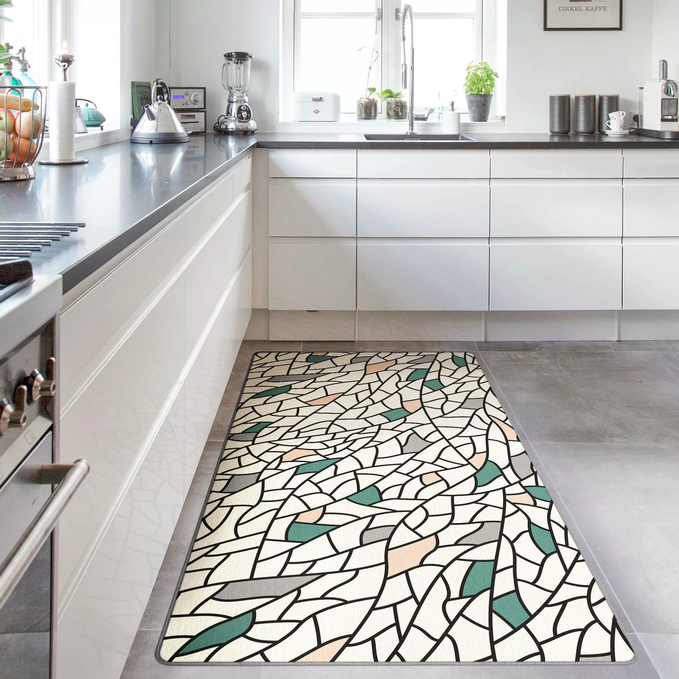 Teppich Mosaiklinien Muster Pastell günstig online kaufen