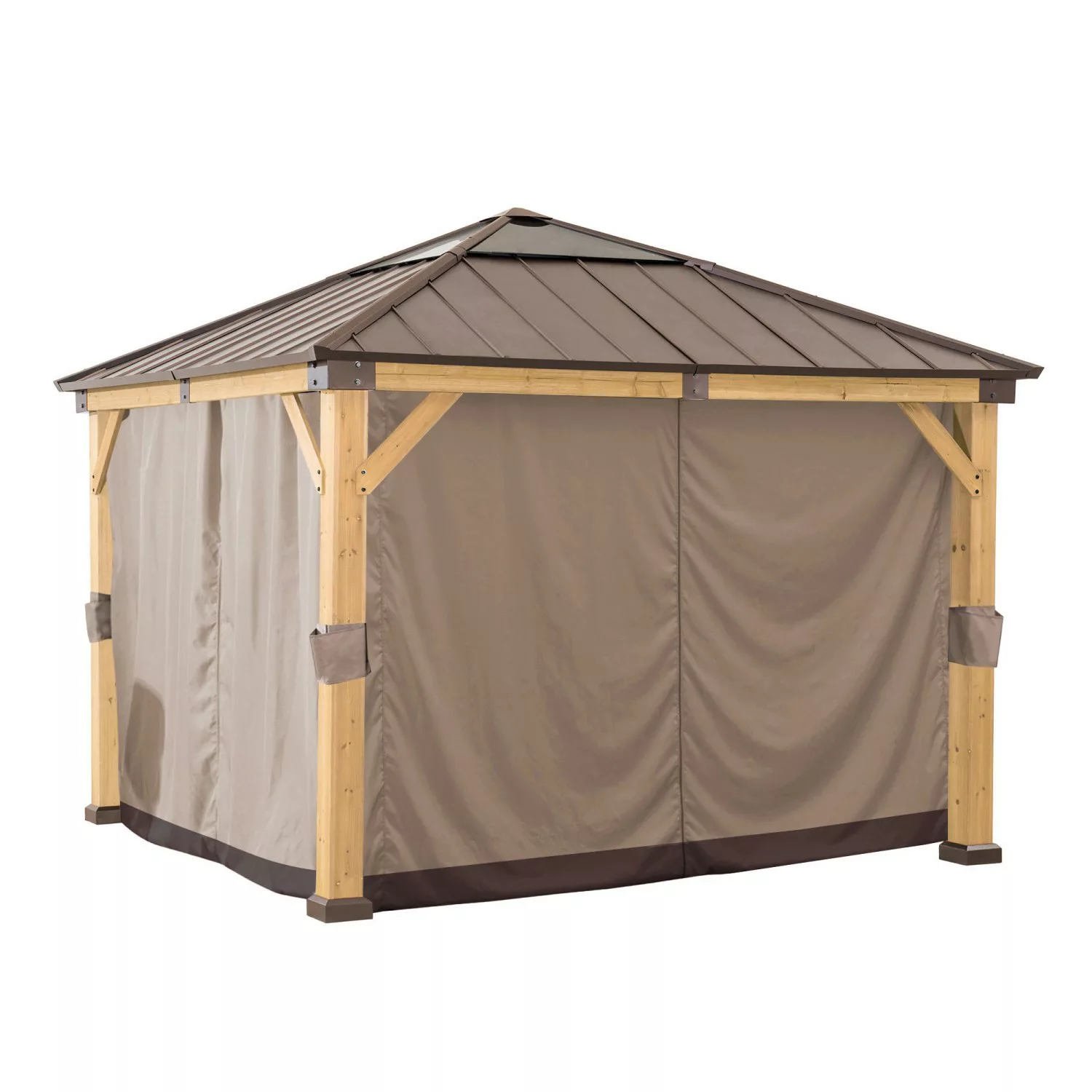 Sunjoy Zedernholz Gazebo Vorhang 336 cm x 336 cm Khaki günstig online kaufen