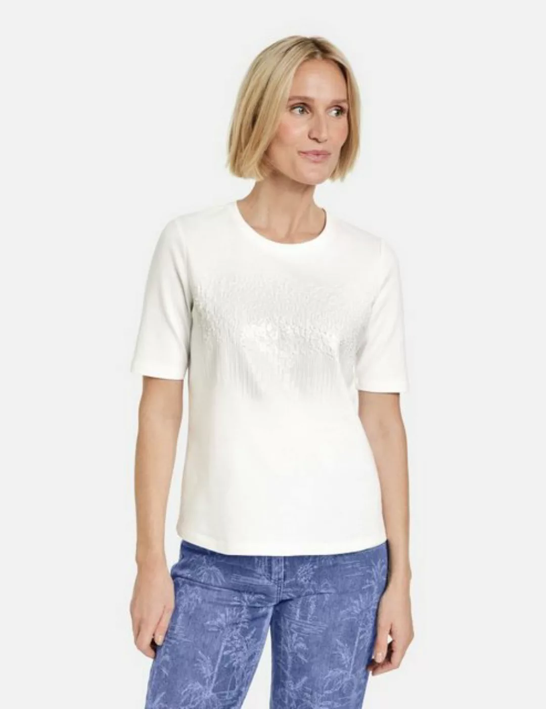 GERRY WEBER Kurzarmshirt Softes T-Shirt mit Paillettenbesatz am Frontteil günstig online kaufen