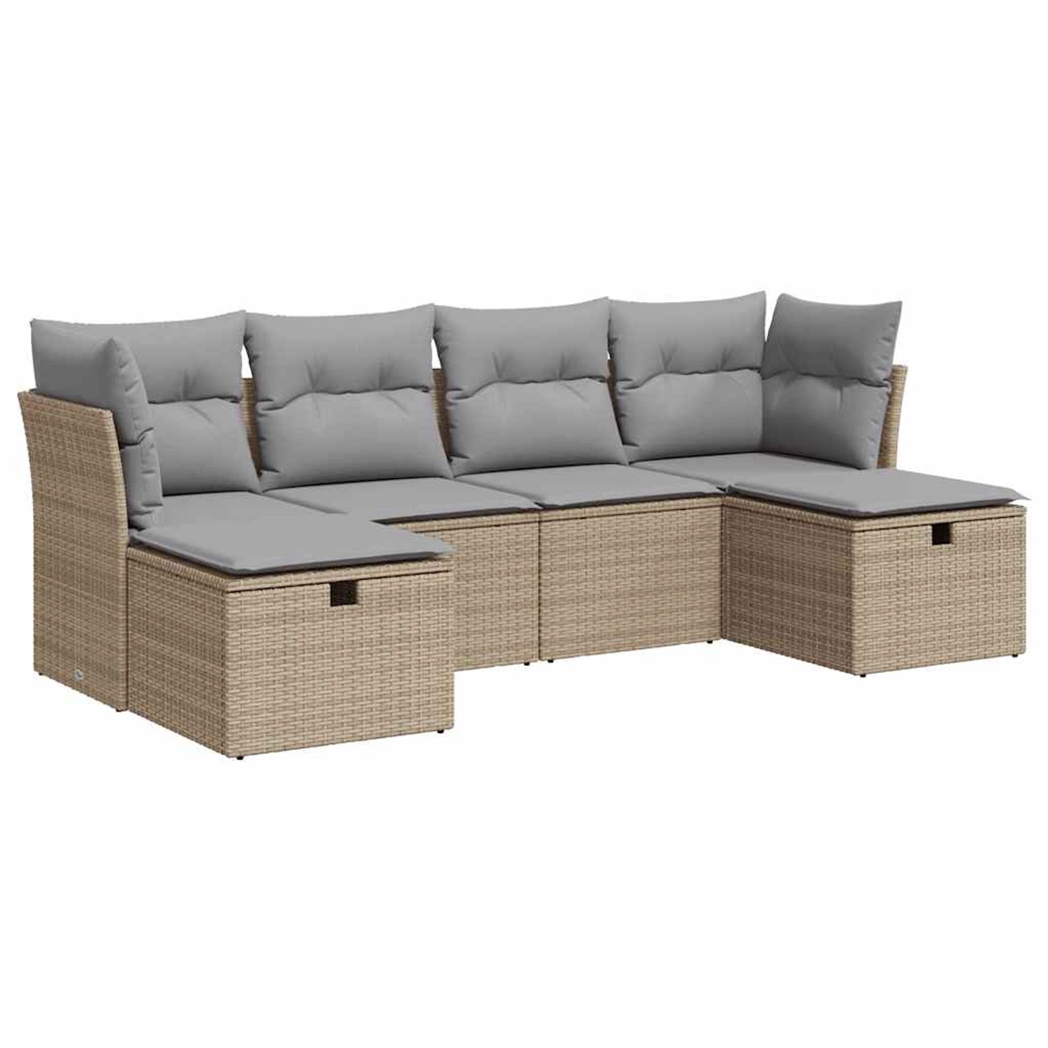 vidaXL 6-Tlg Garten-Sofagarnitur mit Kissen Beige Poly Rattan 3325325 günstig online kaufen