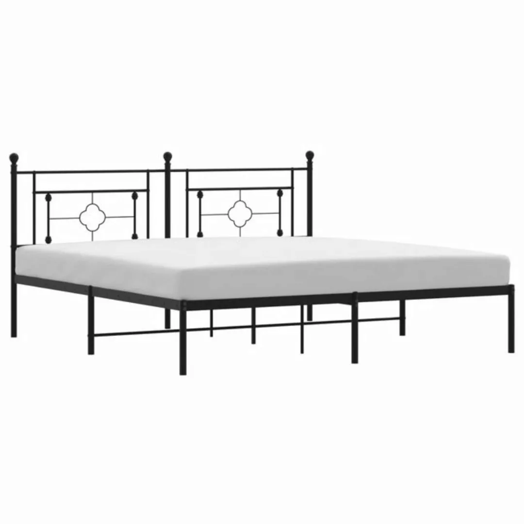 vidaXL Bettgestell, Bettrahmen mit Kopfteil Metall Schwarz 183x213 cm günstig online kaufen