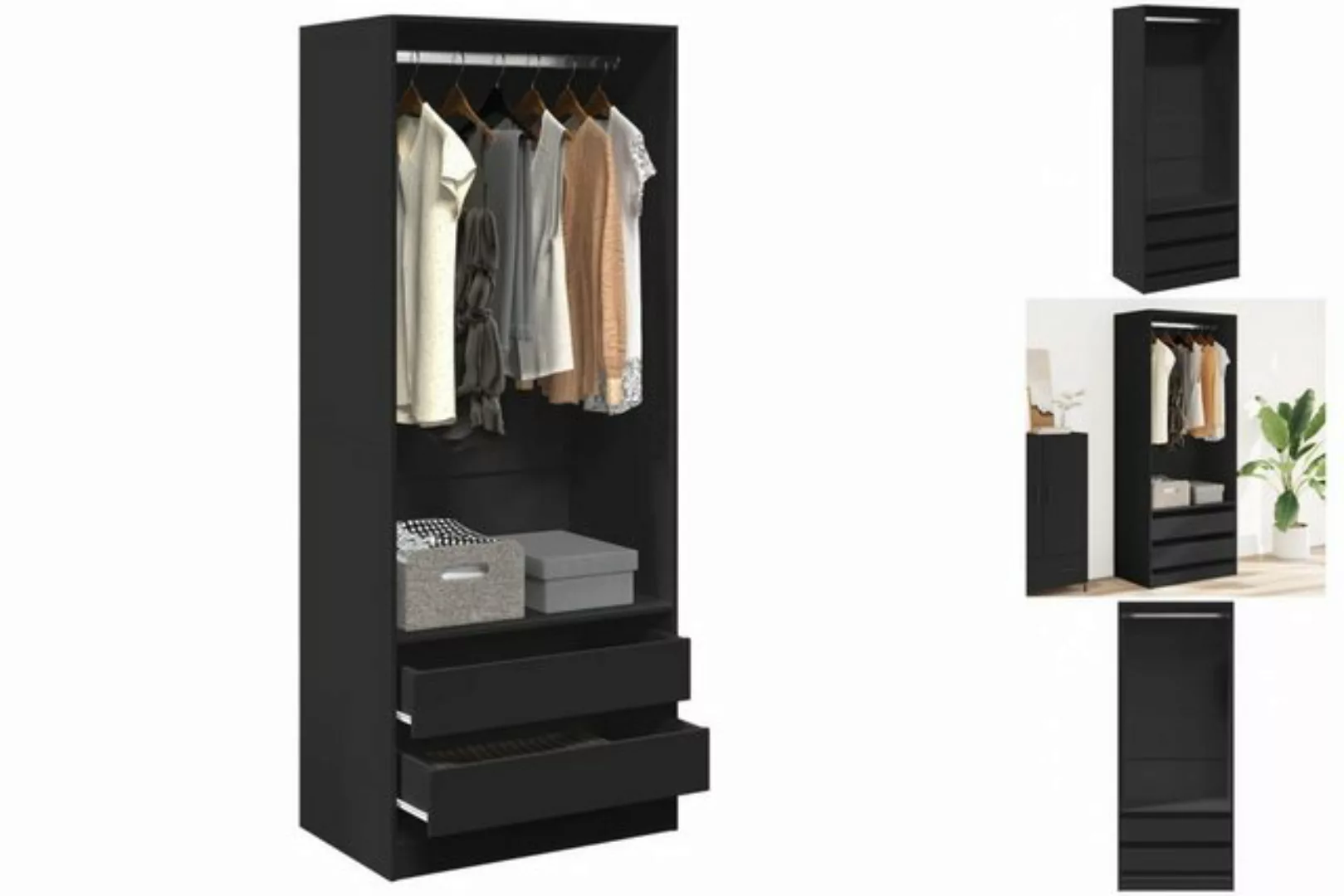 vidaXL Kleiderschrank Kleiderschrank Schwarz 80x50x200 cm Holzwerkstoff günstig online kaufen