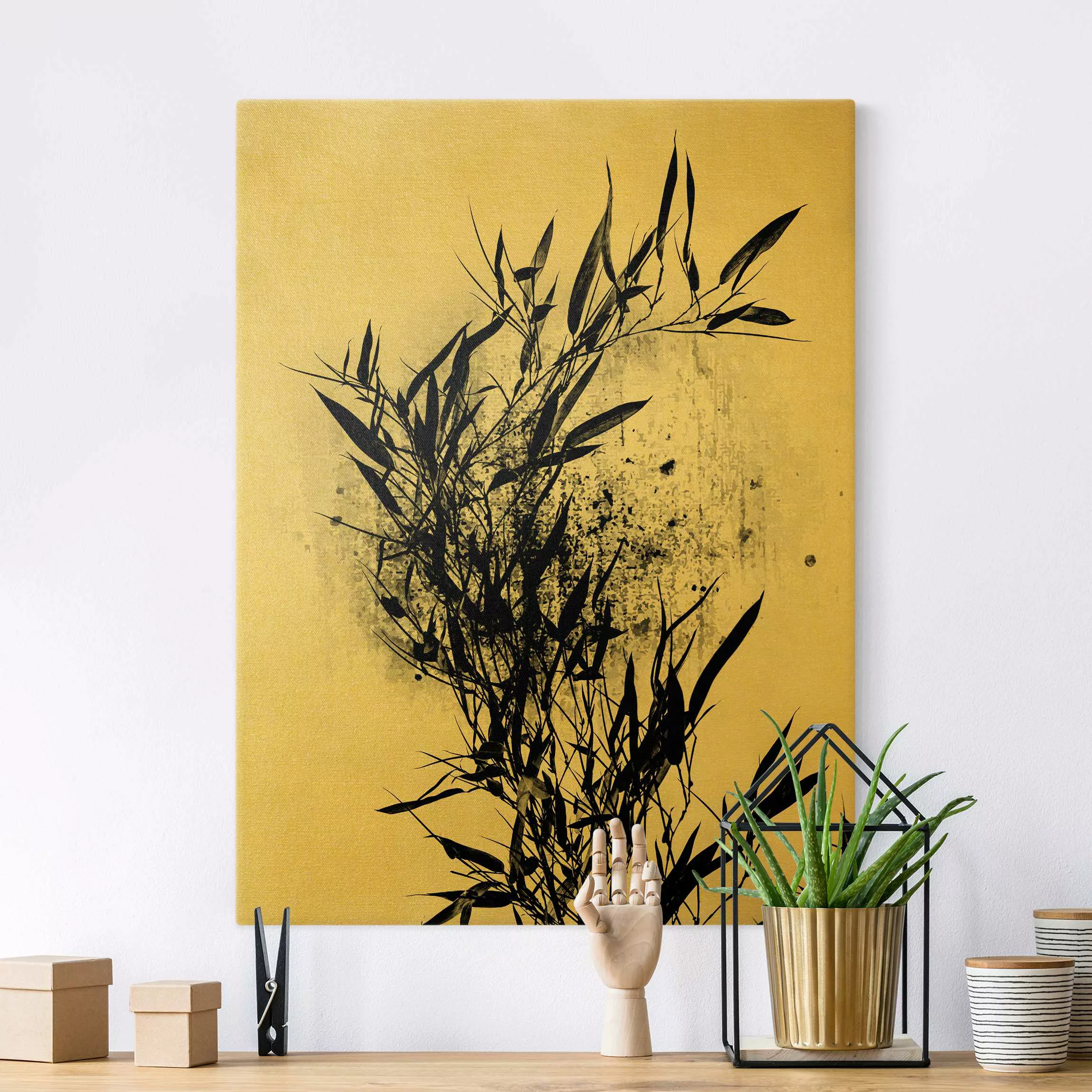 Leinwandbild Grafische Pflanzenwelt - Schwarzer Bambus günstig online kaufen