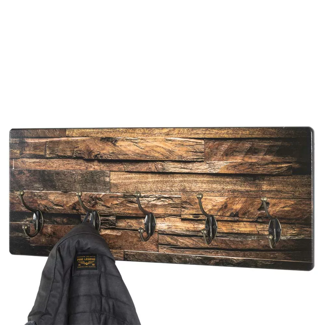 Wandgarderobe rustikal mit Holzmuster Industry und Loft Stil günstig online kaufen