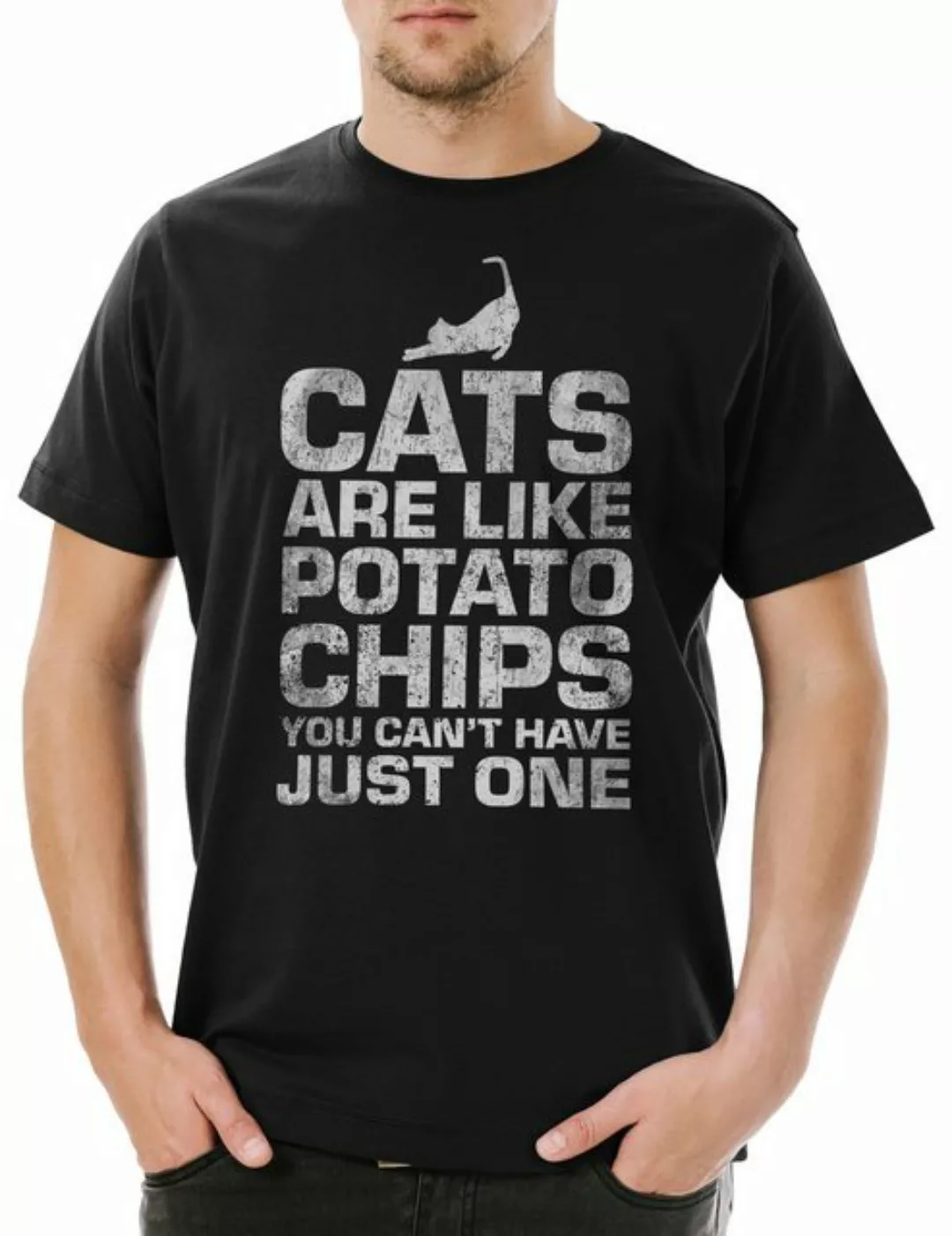 Urban Backwoods Print-Shirt Cats Are Like Potato Chips Herren T-Shirt You C günstig online kaufen