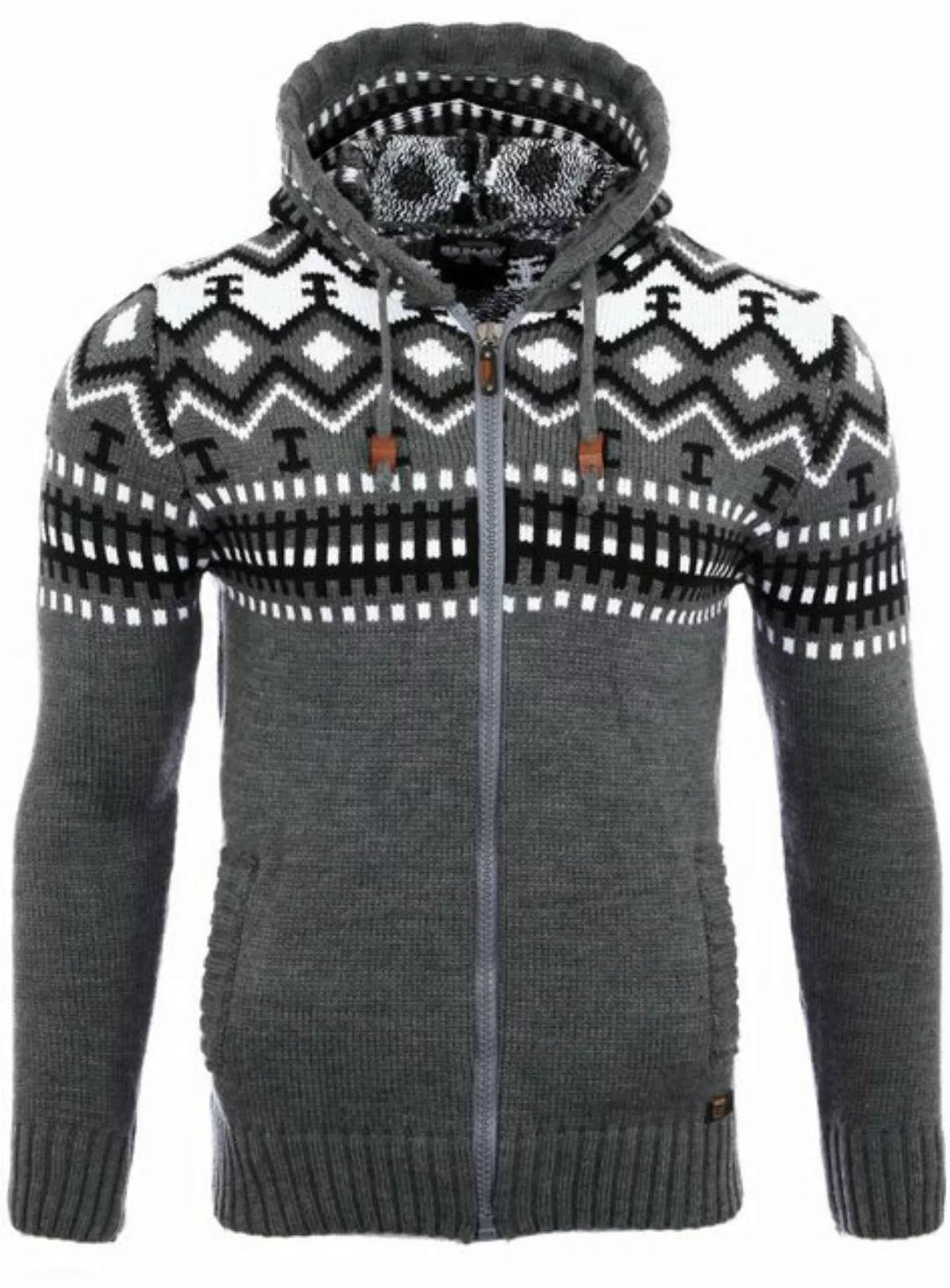 Reslad Strickpullover Reslad Herren Grobstrick Norweger Winter Strickjacke günstig online kaufen