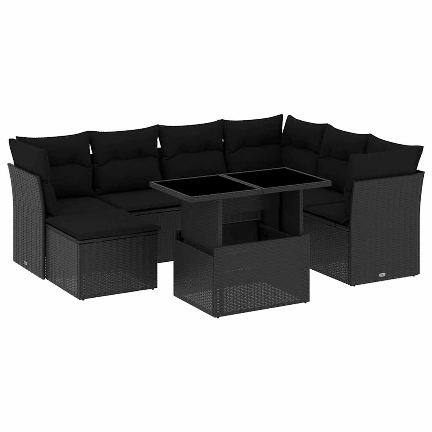 vidaXL 8-Tlg Garten-Sofagarnitur mit Kissen Schwarz Poly Rattan 3266755 günstig online kaufen