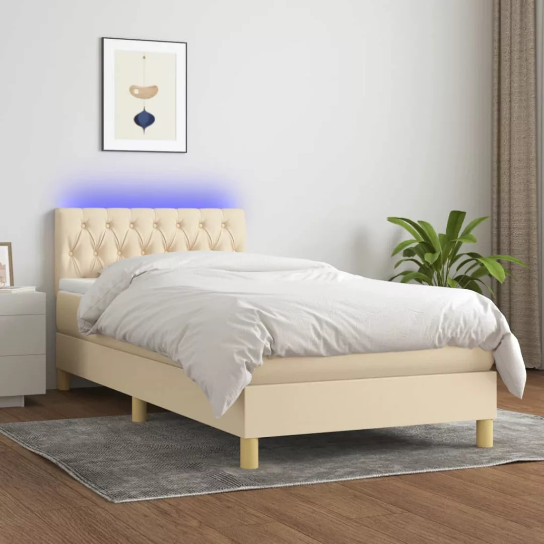 Vidaxl Boxspringbett Mit Matratze & Led Creme 100x200 Cm Stoff günstig online kaufen