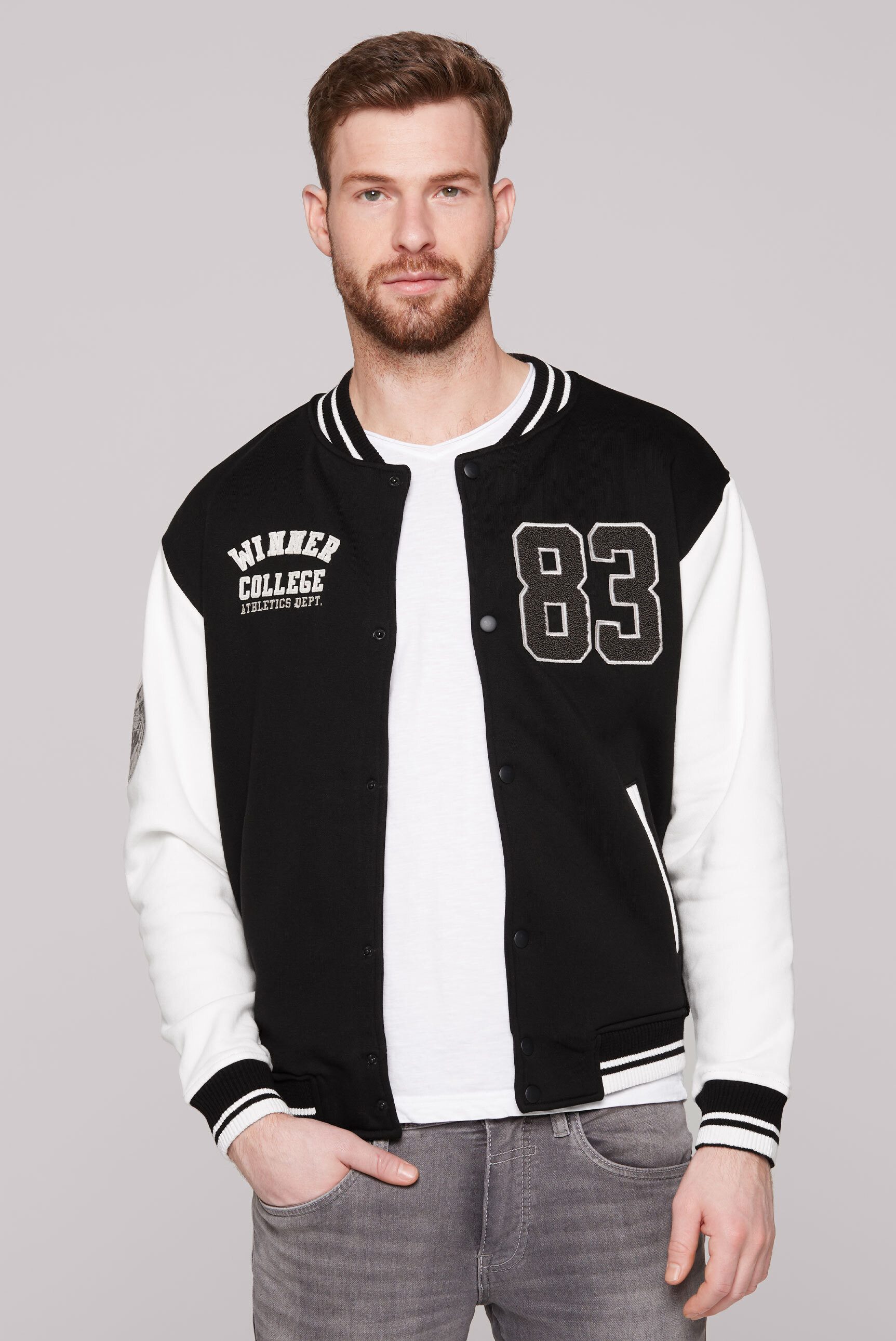 CAMP DAVID Collegejacke mit Druckknöpfen günstig online kaufen