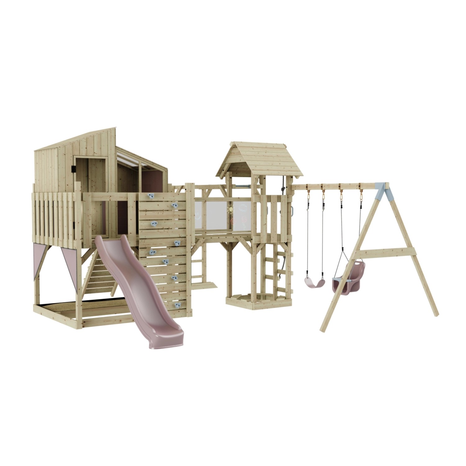 OutdoorToys Spielturm Emma mit Babyschaukel Altrosa günstig online kaufen