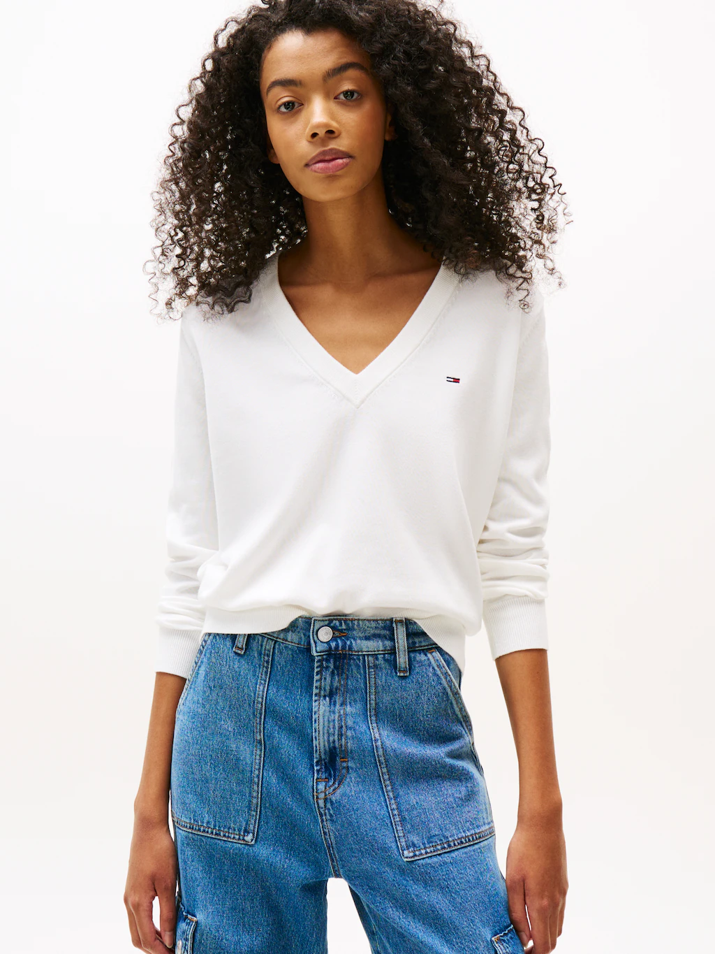 Tommy Jeans V-Ausschnitt-Pullover "TJW ESSENTIAL VNECK SWEATER EXT", mit Lo günstig online kaufen