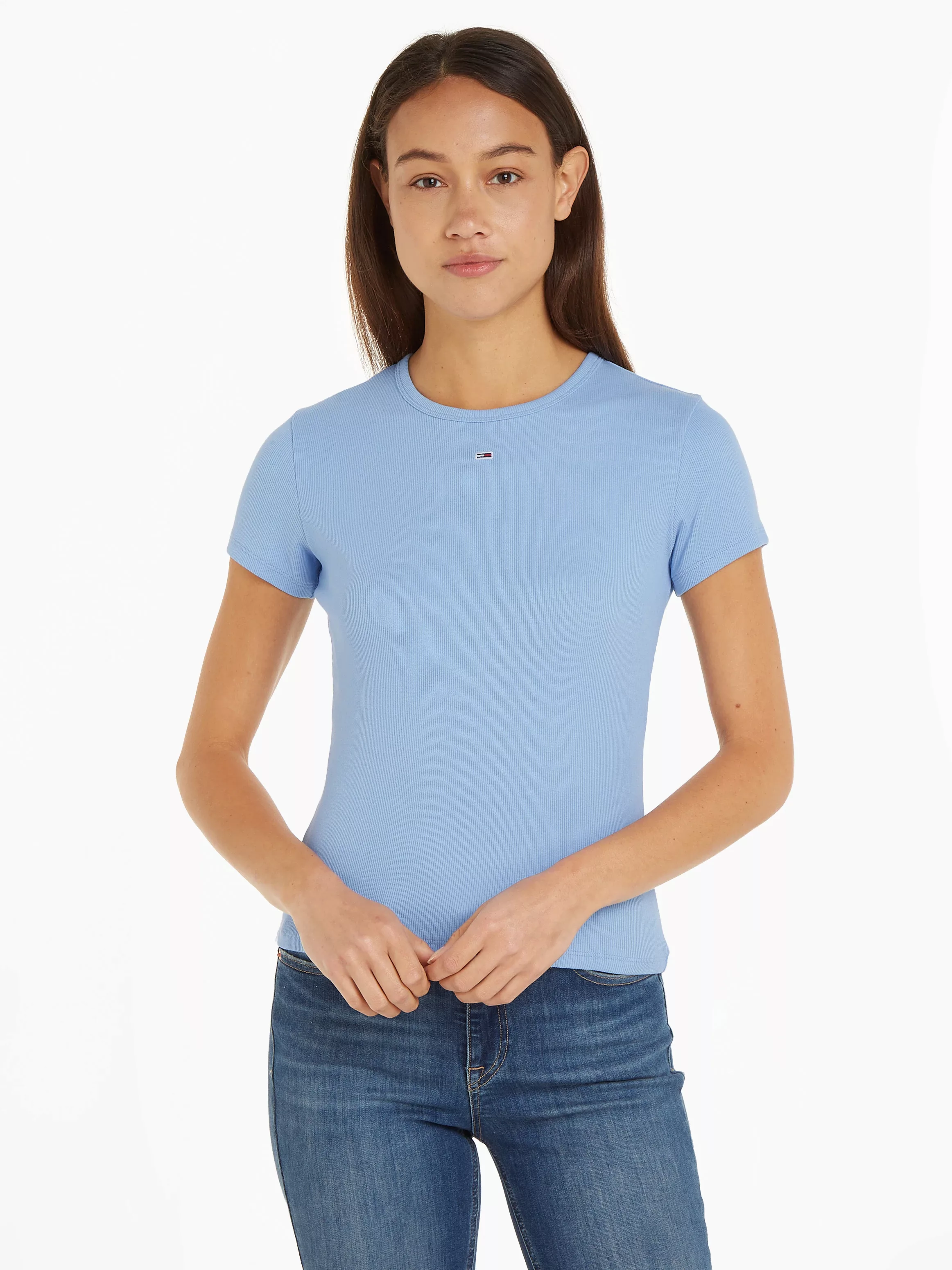 Tommy Jeans T-Shirt "Slim Essential Rib Shirt, Rippshirt Rundhalsshirt", in günstig online kaufen