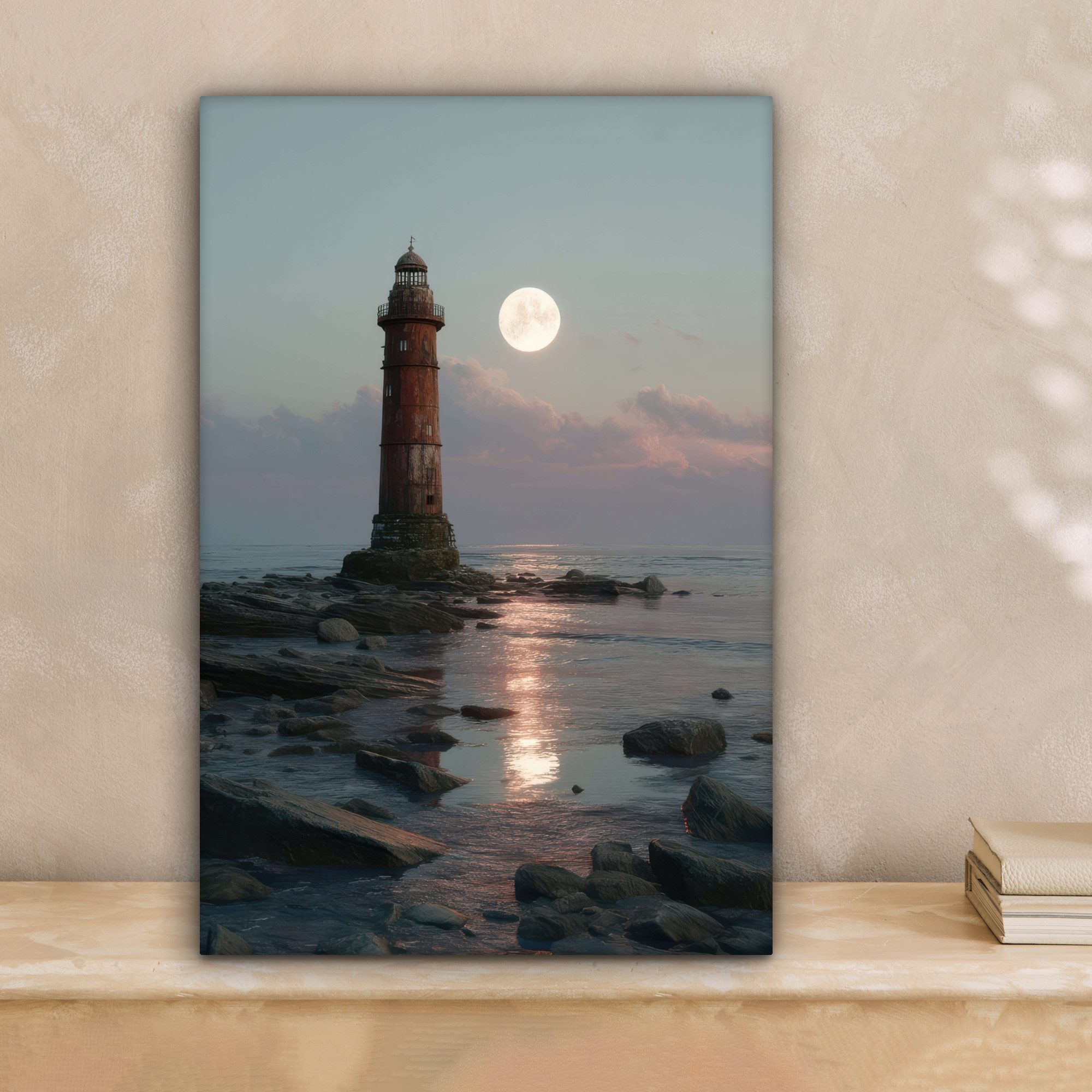 OneMillionCanvasses® Leinwandbild Leuchtturm - Steine - günstig online kaufen