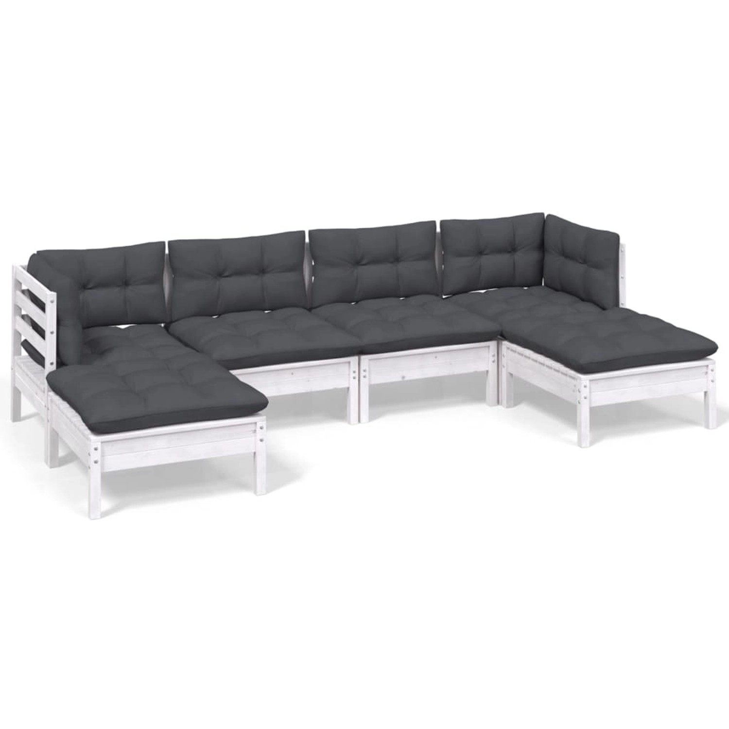 vidaXL 6-tlg Garten-Lounge-Set mit Kissen Weiß Kiefernholz Modell 8 günstig online kaufen