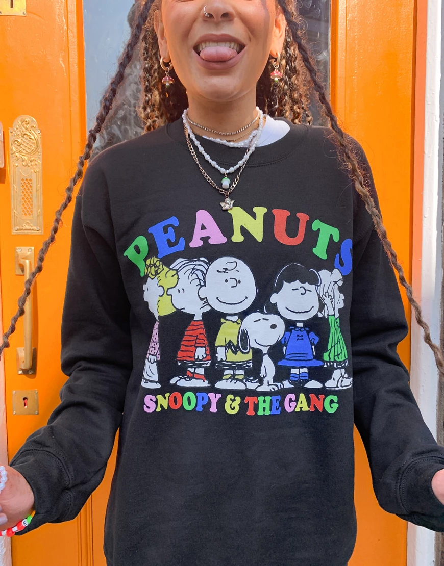 Vintage Supply x Peanuts – Oversize-Sweatshirt in Schwarz günstig online kaufen