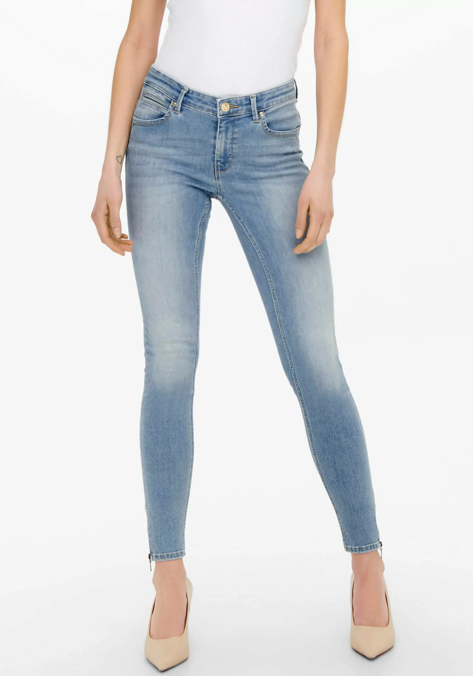 Only Damen Jeans ONLKENDELL RG SK ANK TAI647 - Skinny Fit - Blau - Light Bl günstig online kaufen