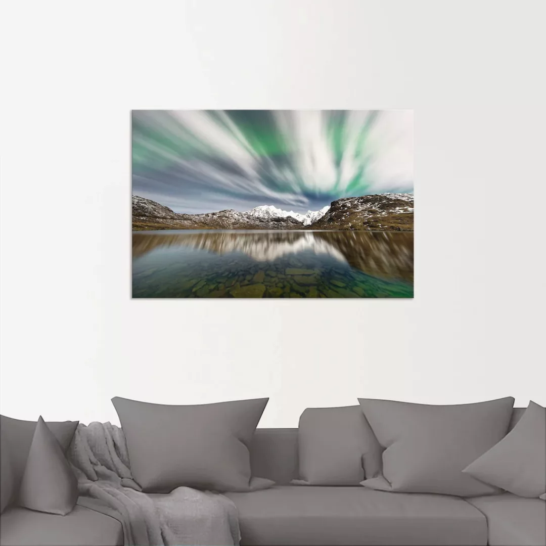Artland Wandbild "Polarlicht über einer Bergkette", Berge & Alpenbilder, (1 günstig online kaufen